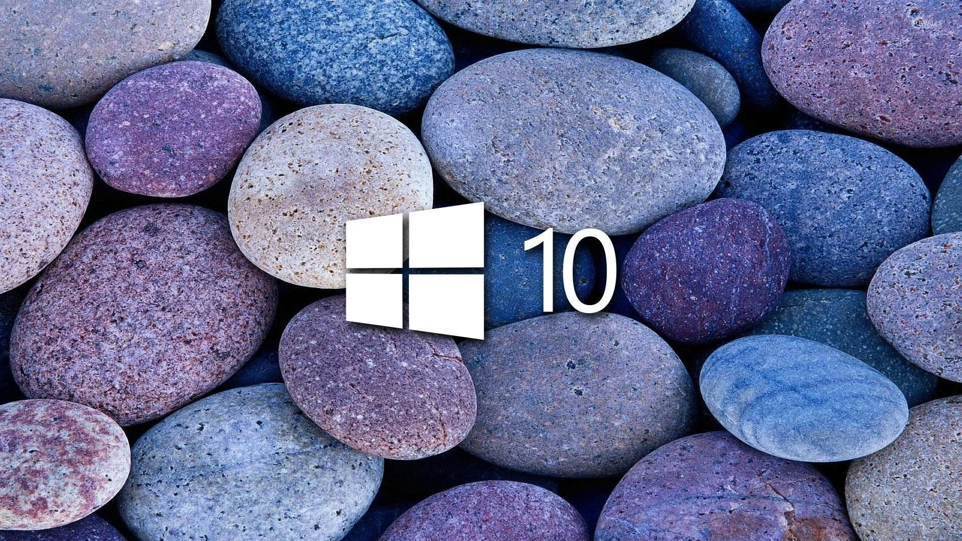 Windows 10, cold stones, multicolored river stones, Full HD Desktop Wallpaper