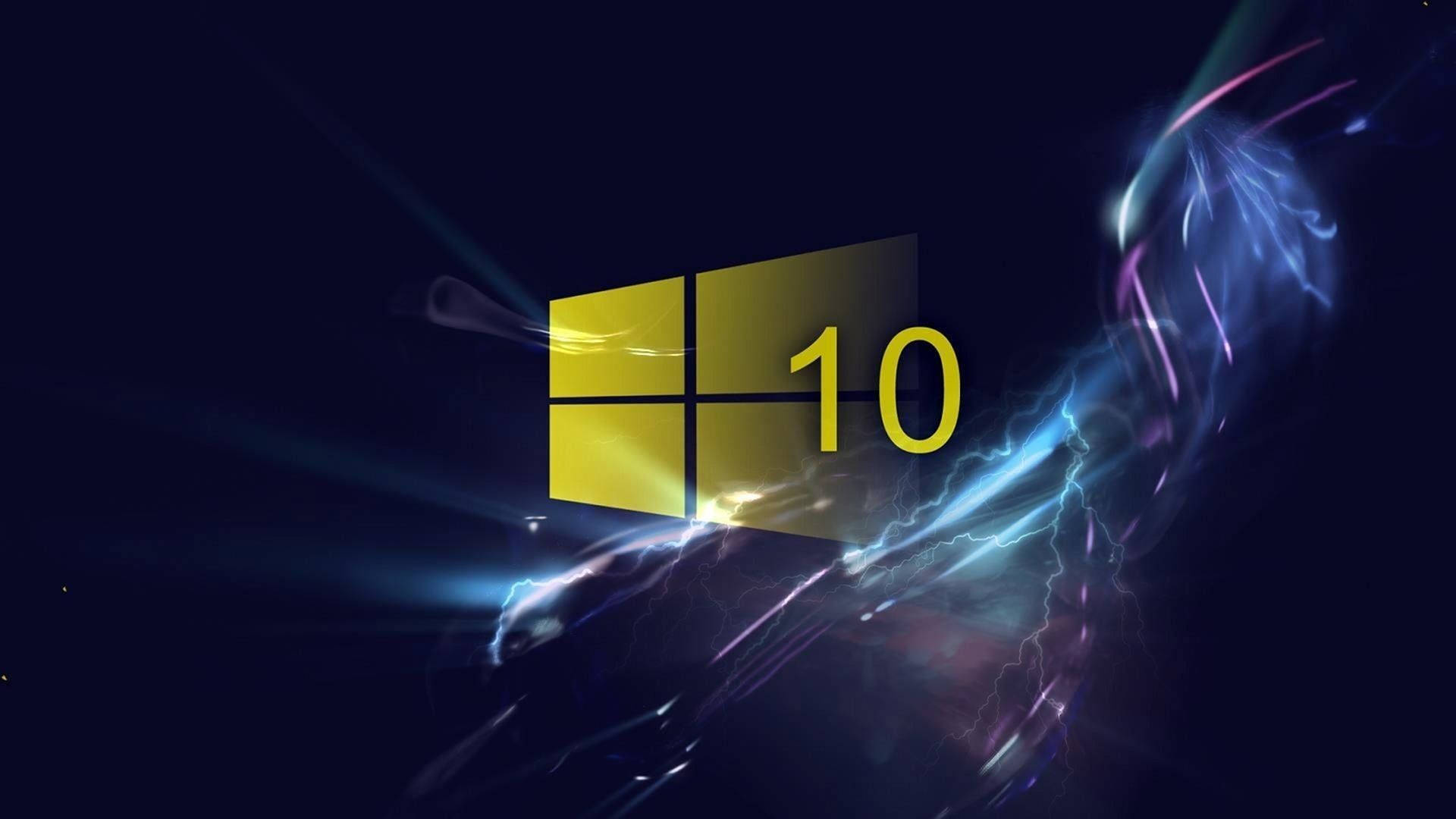 Windows 10 HD, yellow logo, dark background, Full HD Desktop Wallpaper