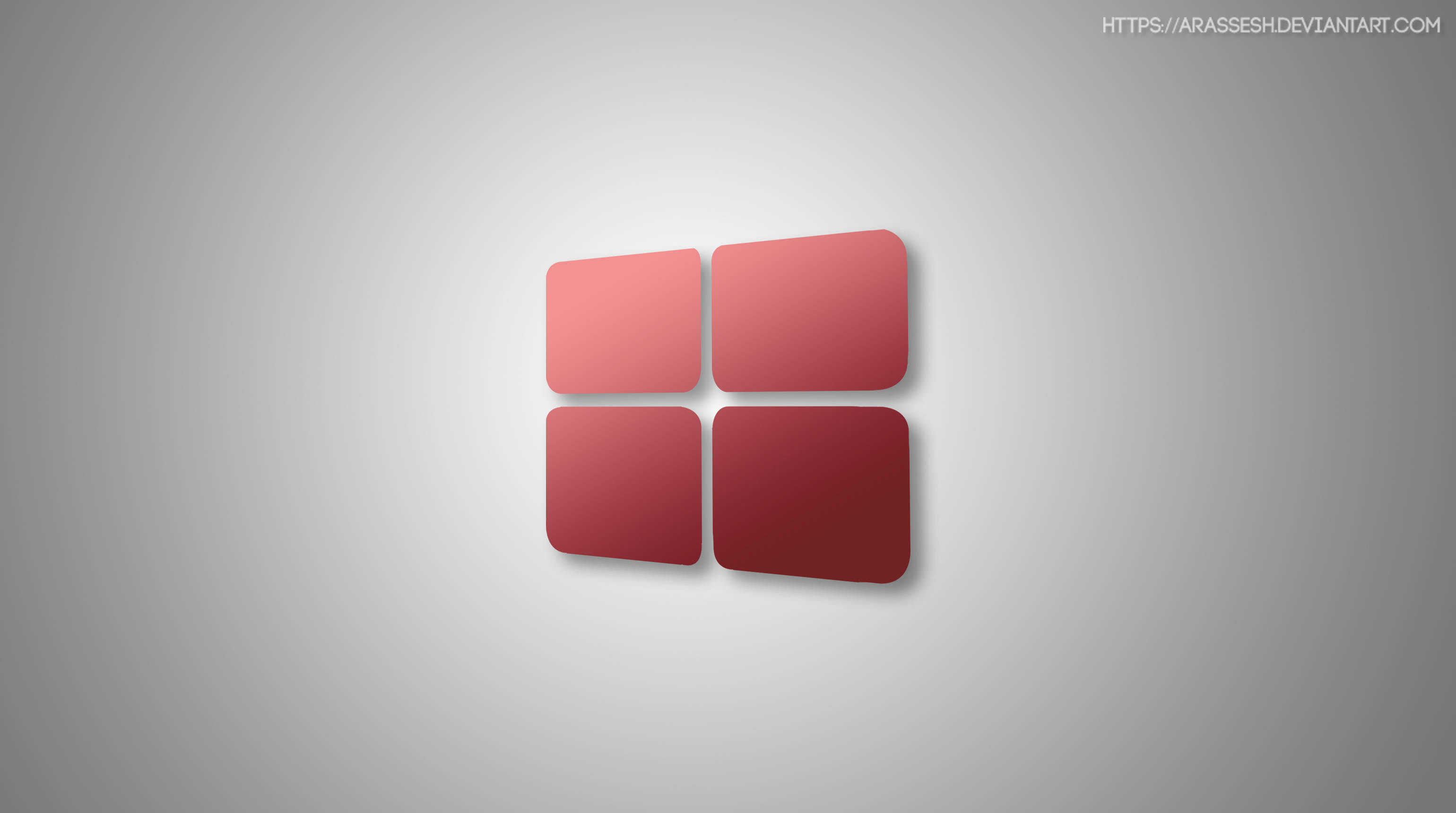 Windows 10 HD, red logo, rounded red squares, 2K Desktop Wallpaper