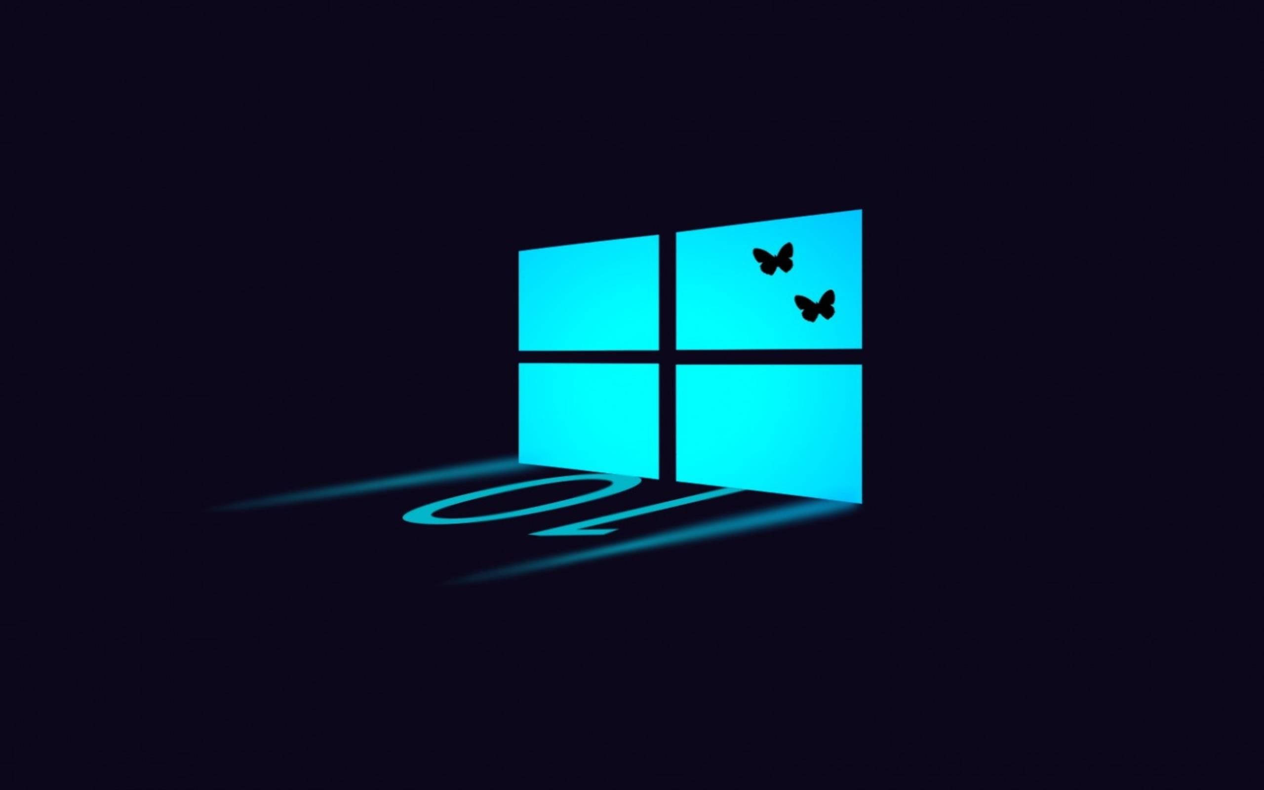 Windows 10 HD, glowing blue Windows 10 logo, dark ground, 2K Desktop Wallpaper