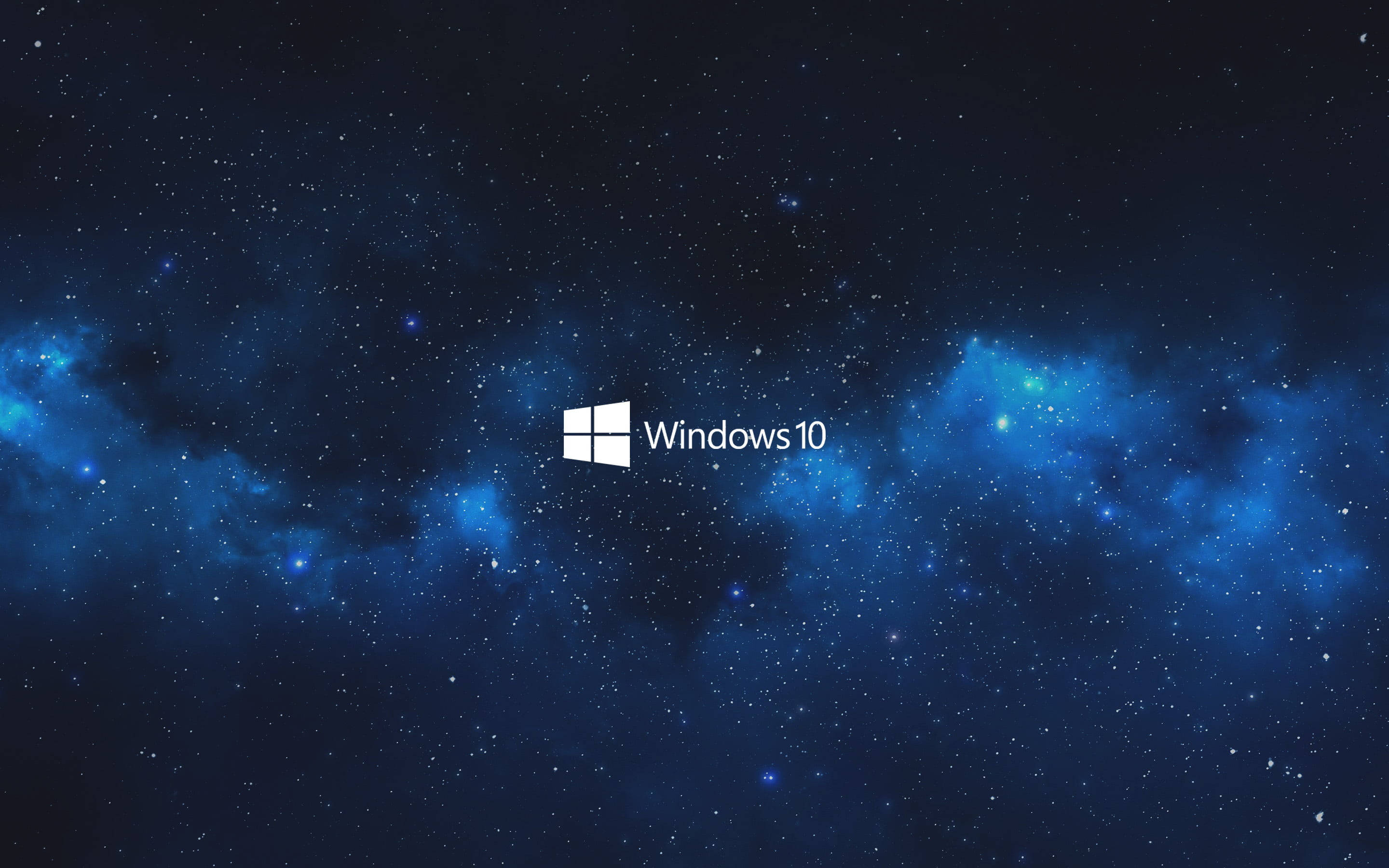 Windows 10, deep blue cosmic nebula, stars, 2K Desktop Wallpaper
