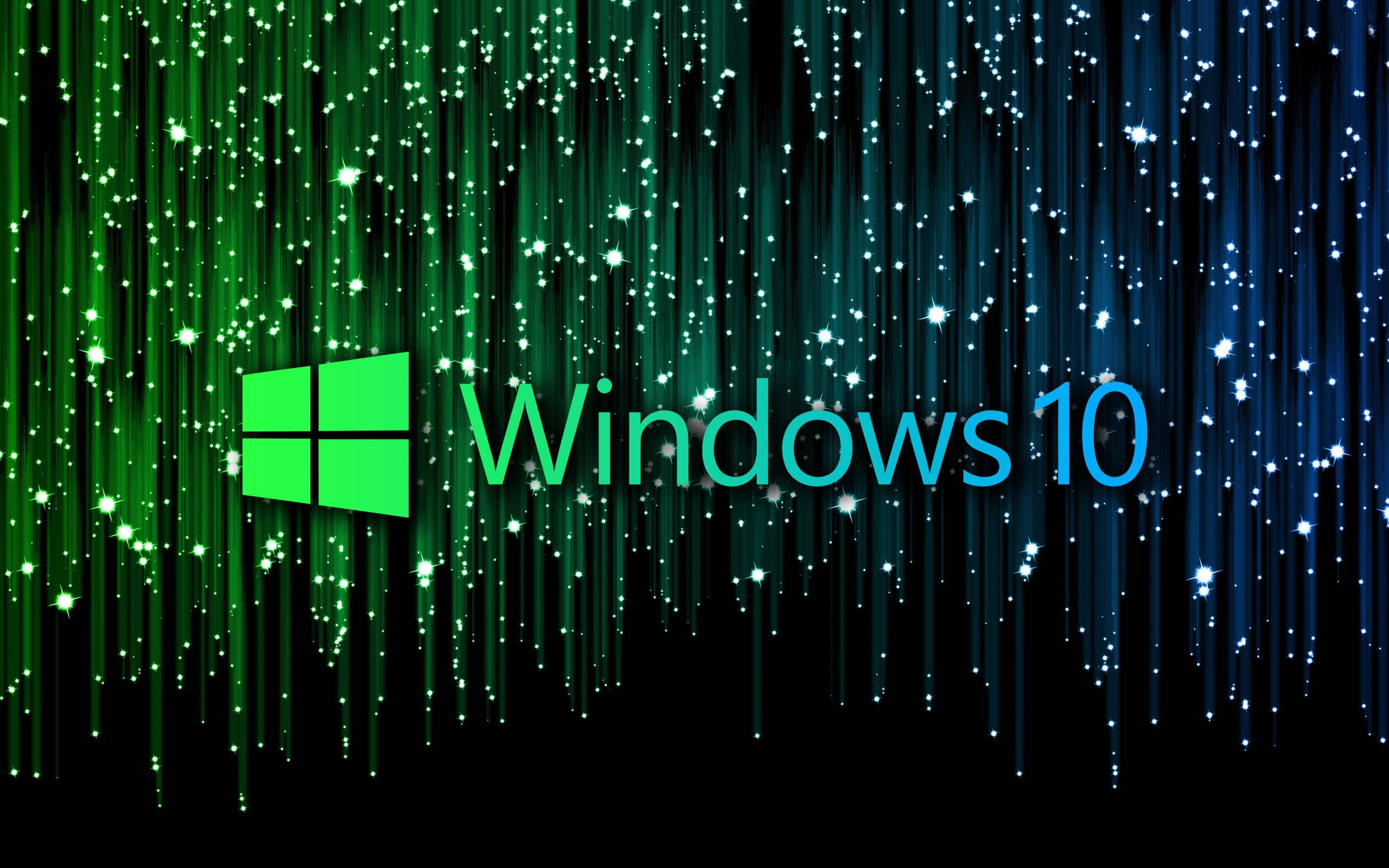 Windows 10, green, blue, 2K Desktop Wallpaper