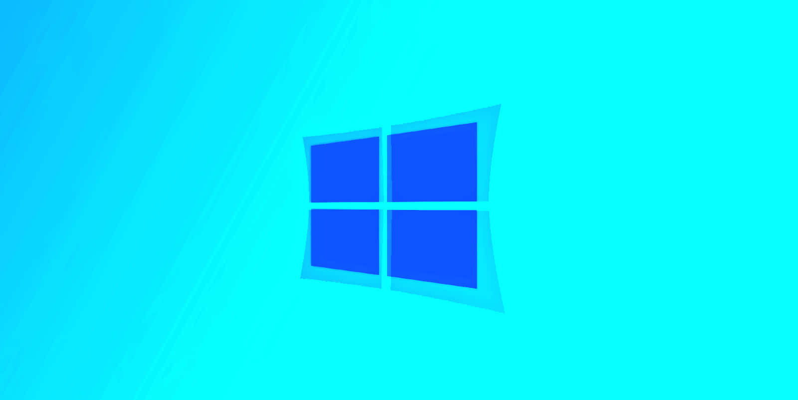 Windows 10, glowing blue Windows logo, gradient cyan background, HD Desktop Wallpaper