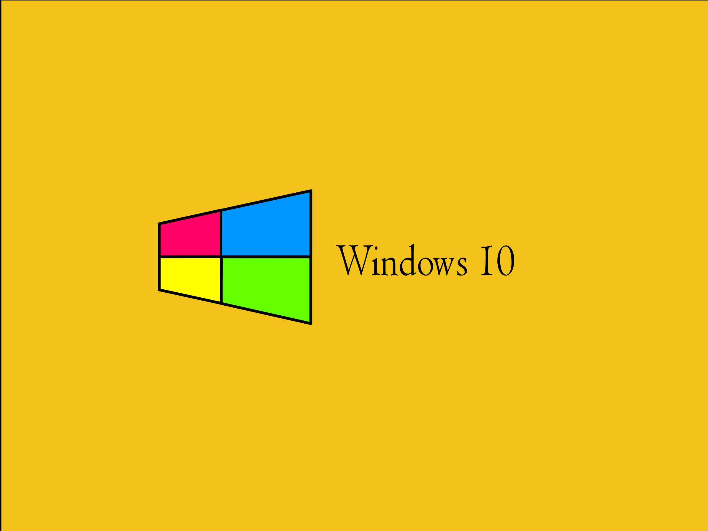 Windows 10, retro yellow, four-pane window icon, Full HD Desktop Wallpaper