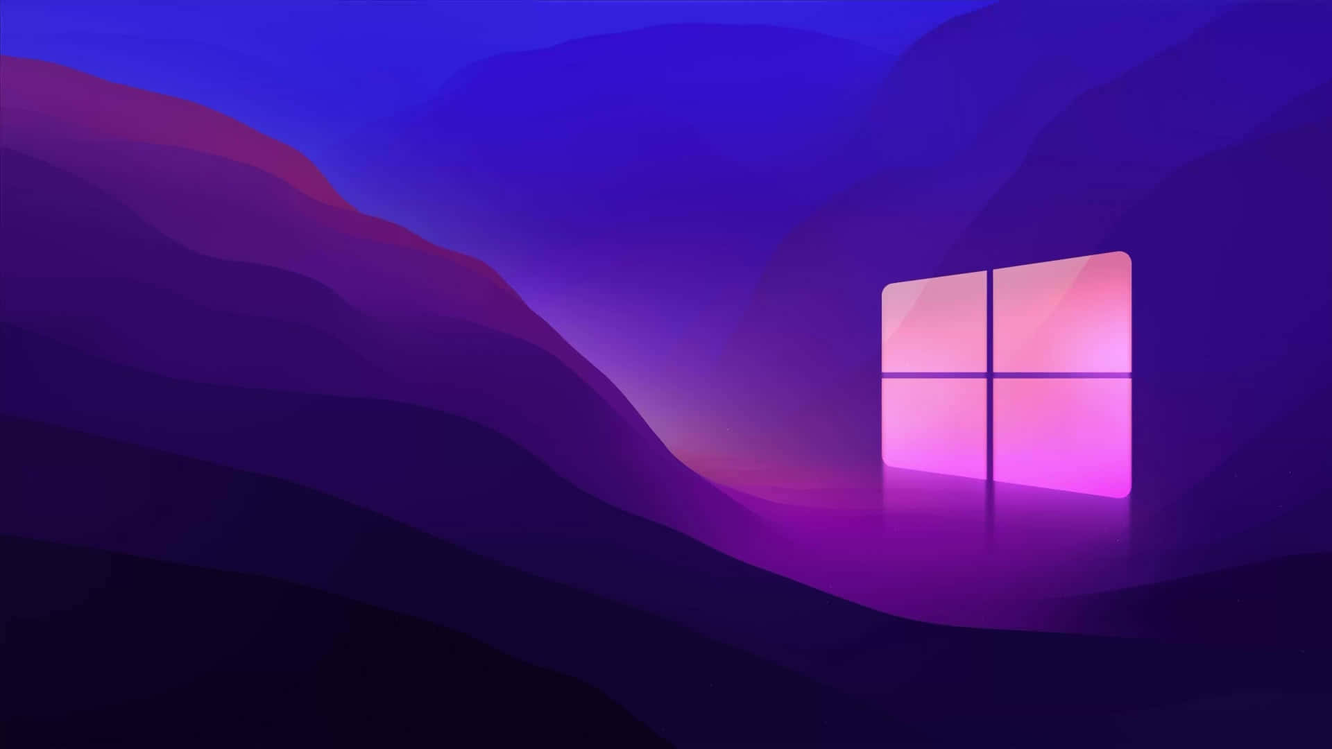 Windows 10, glowing windows logo, surreal purple mountain landscape, Full HD Desktop Wallpaper