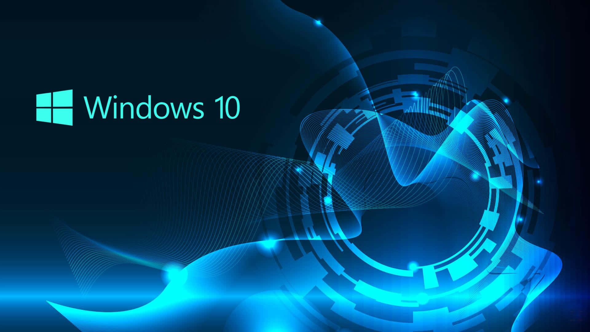 Windows 10, cyan, dark blue, Full HD Desktop Wallpaper