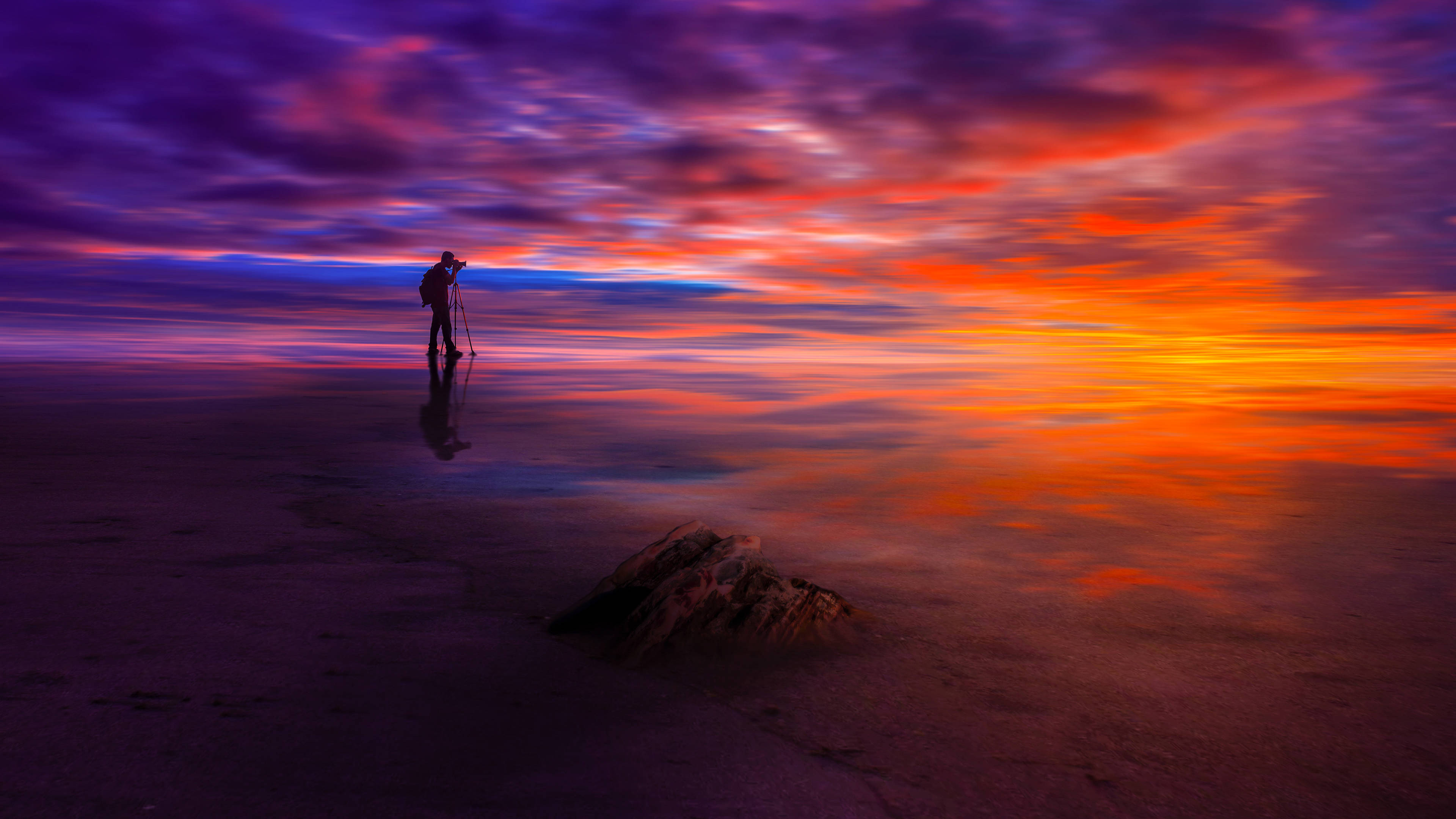 Windows 11 4K, surreal dusk, salt flat, 4K Desktop Wallpaper