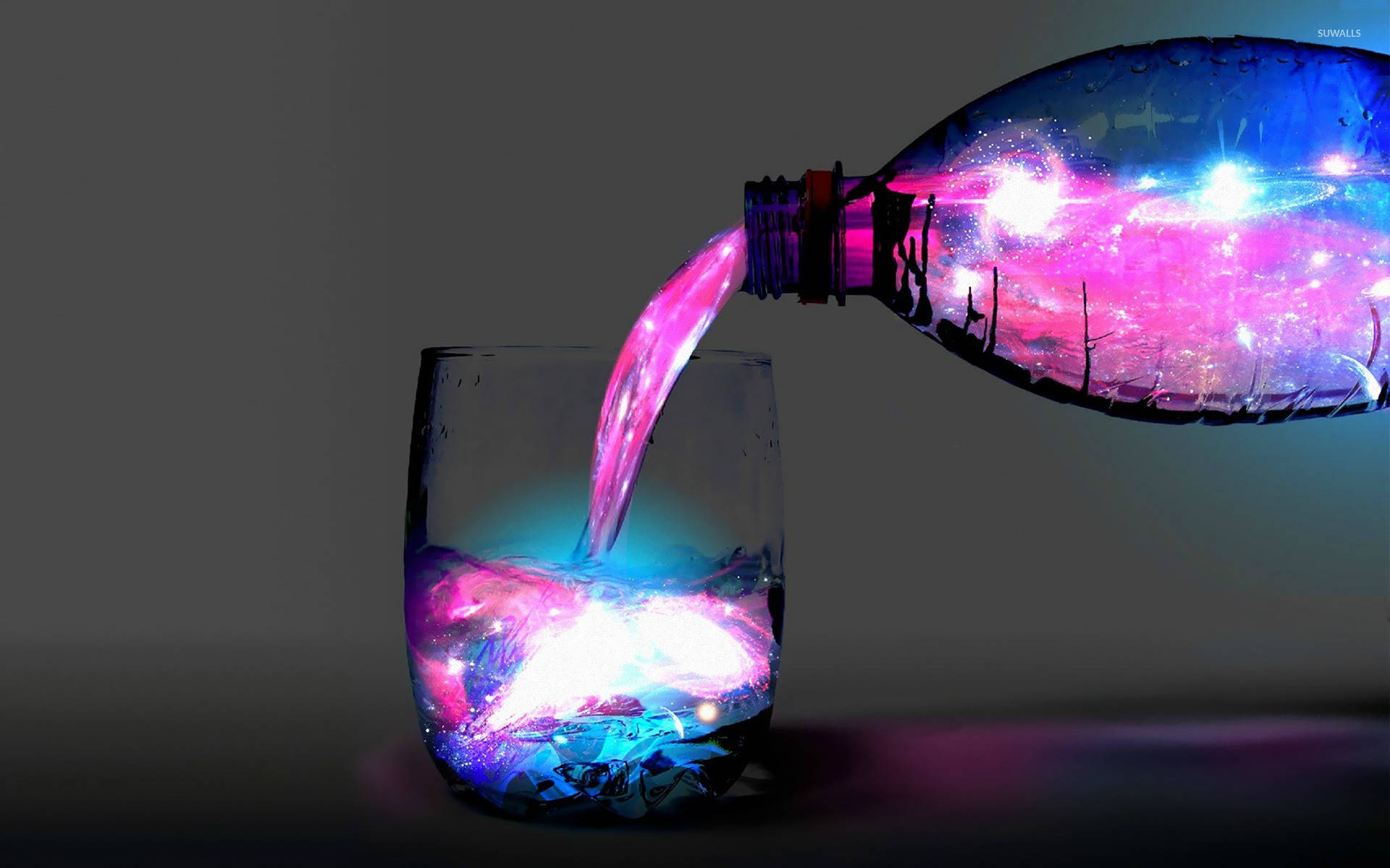 Windows 11 4K, cosmic liquid, galaxy-filled bottle, Full HD Desktop Wallpaper