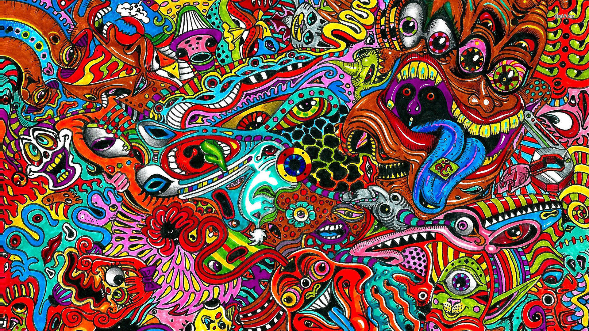Windows 11 4K, psychedelic illustration, surreal creatures, Full HD Desktop Wallpaper