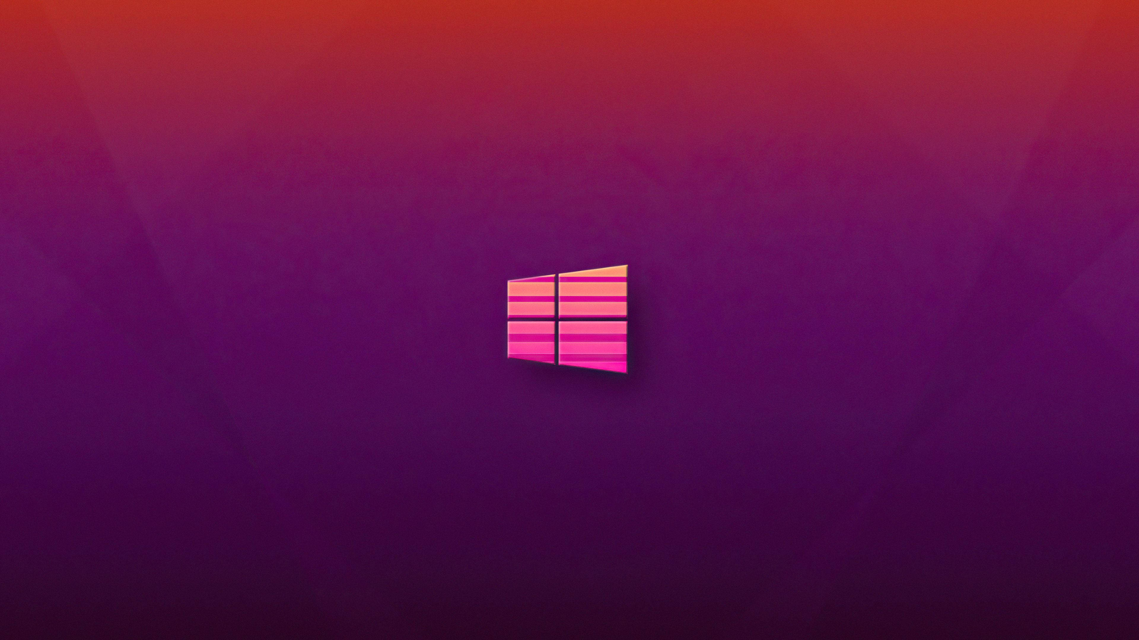 Windows 11, red violet, glowing Windows logo, 4K Desktop Wallpaper