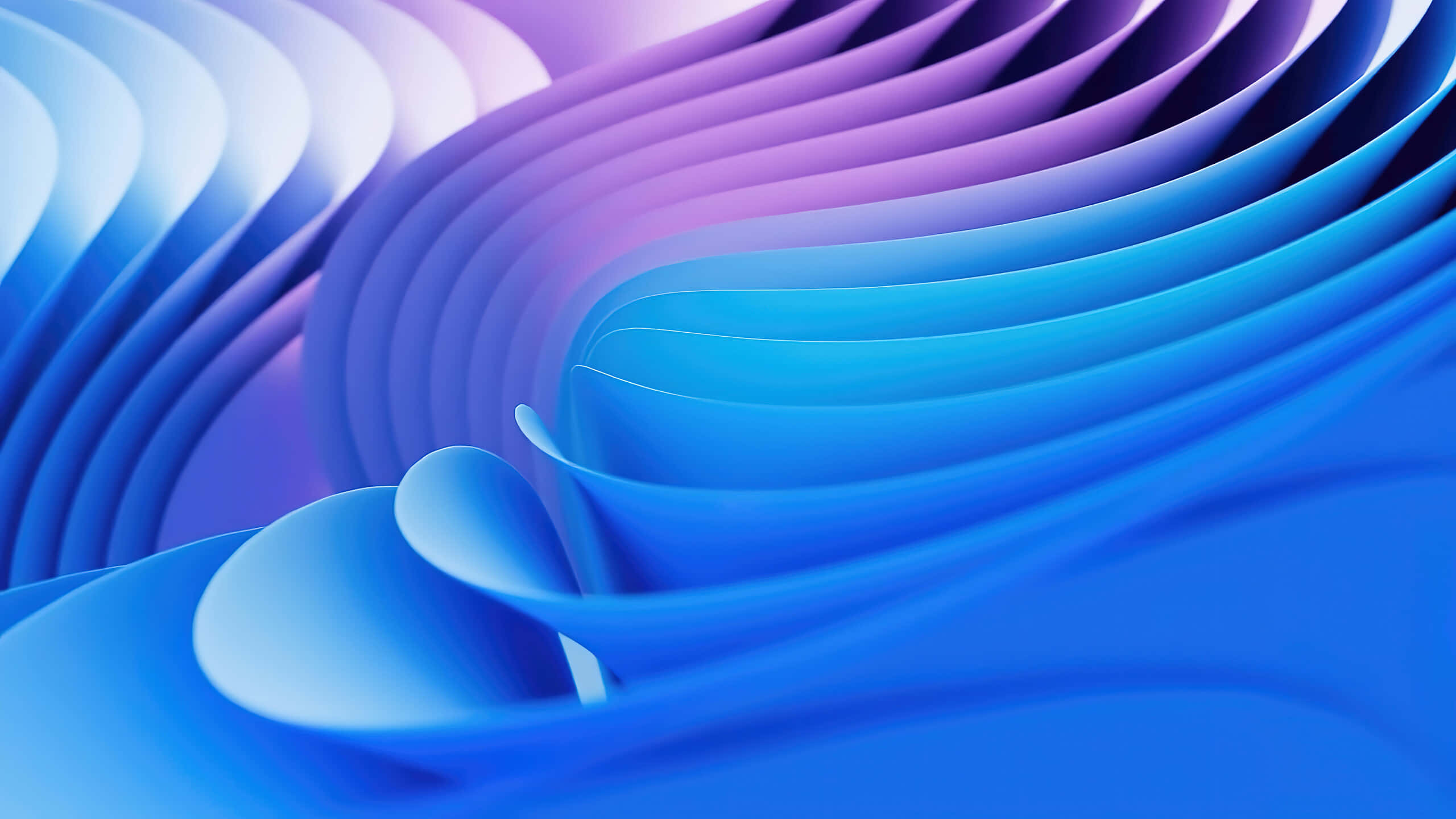 Windows 11, abstract waves, gradient blues, 2K Desktop Wallpaper