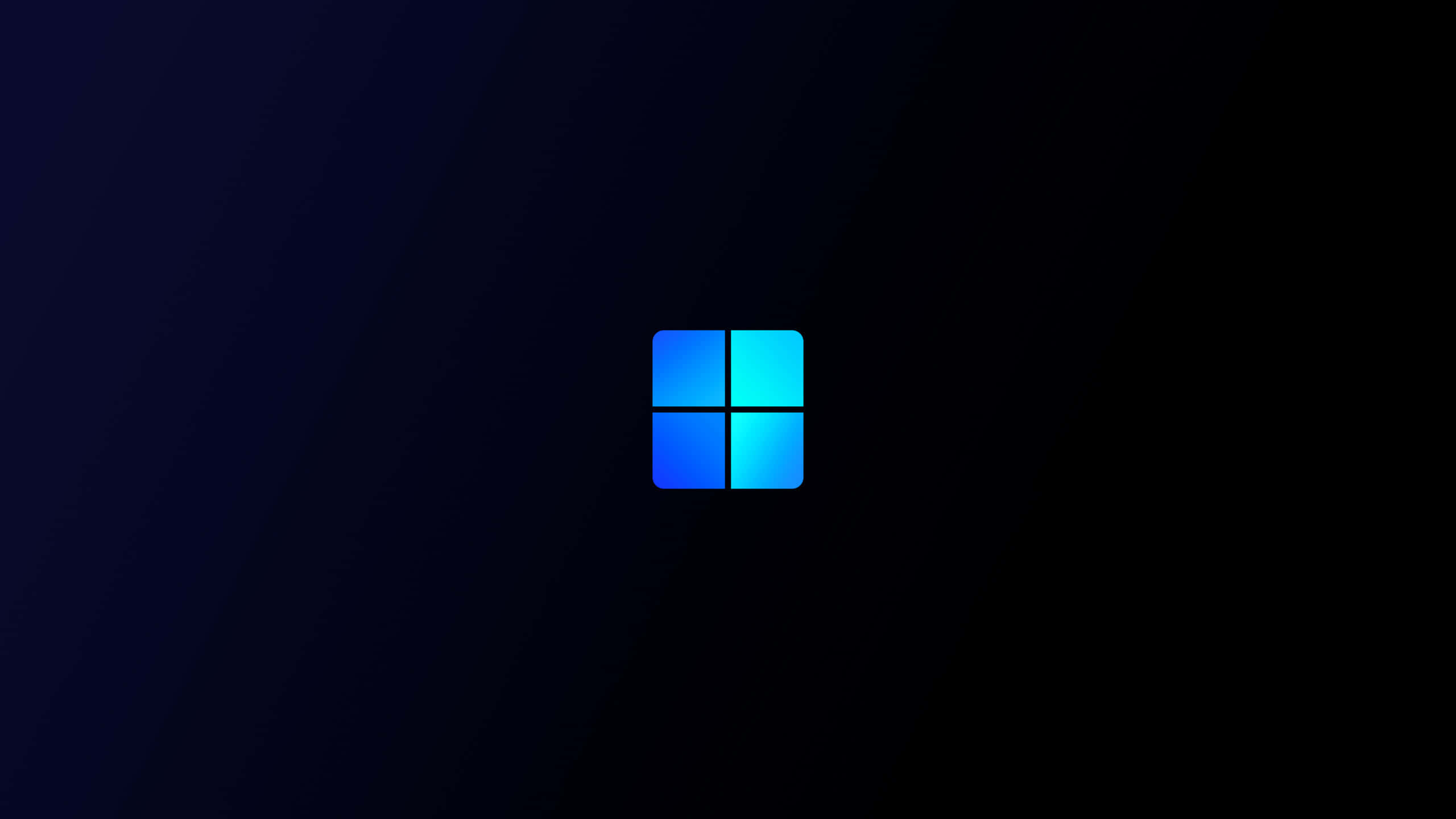 Windows 11 Logo, glowing blue, dark gradient background, 2K Desktop Wallpaper