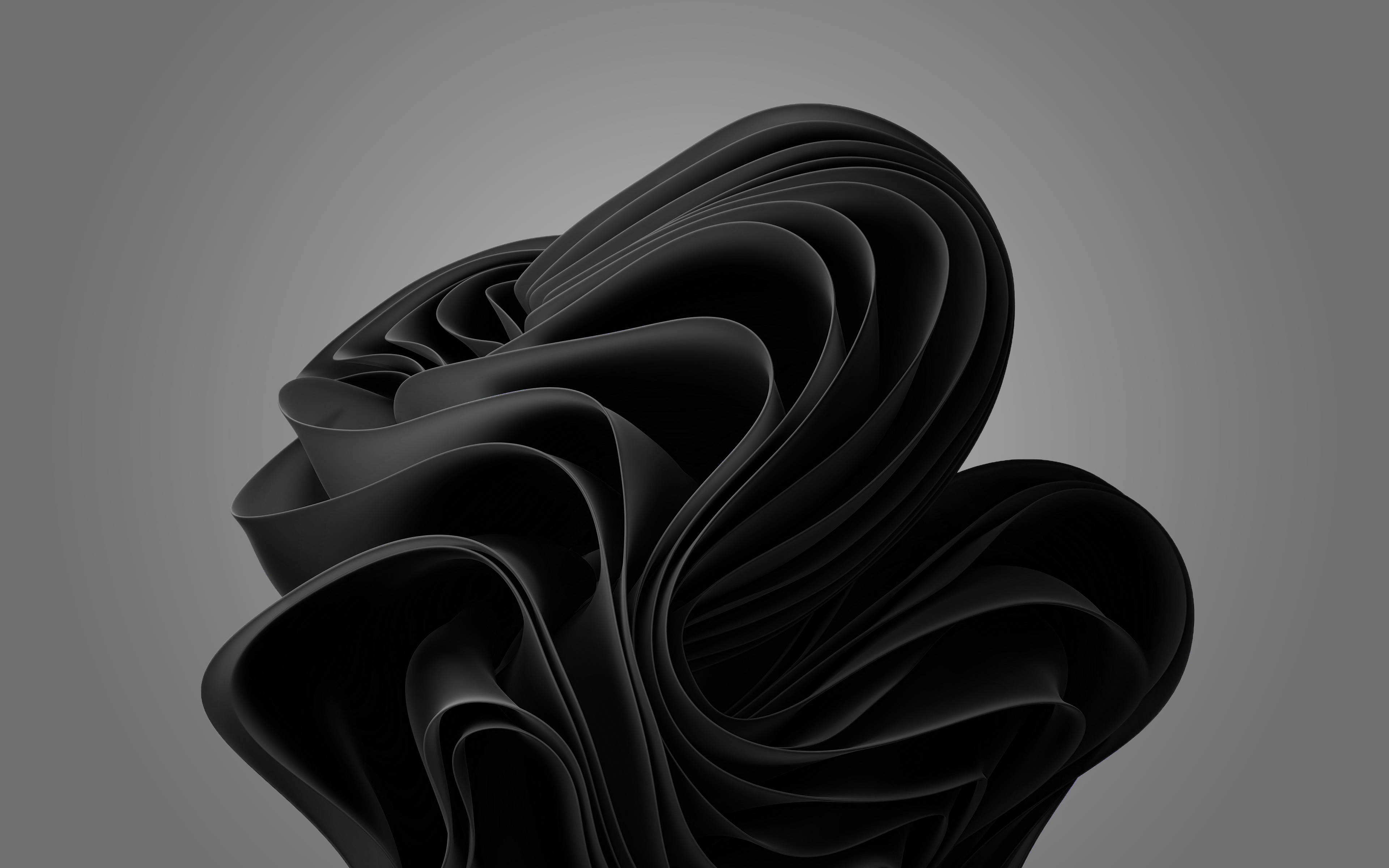 Windows 11, black, abstract sculpture, 4K Desktop Wallpaper