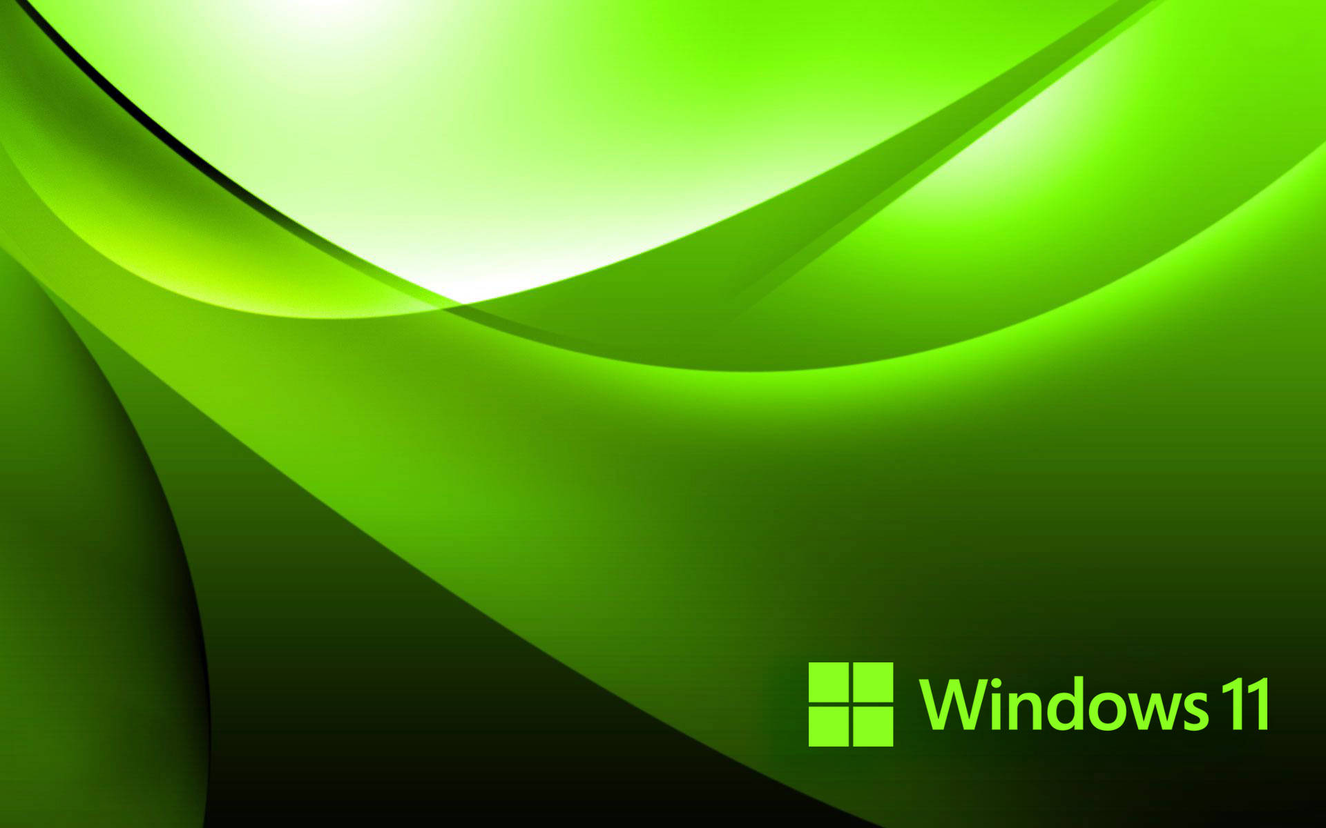 Windows 11, green, abstract waves, Full HD Desktop Wallpaper