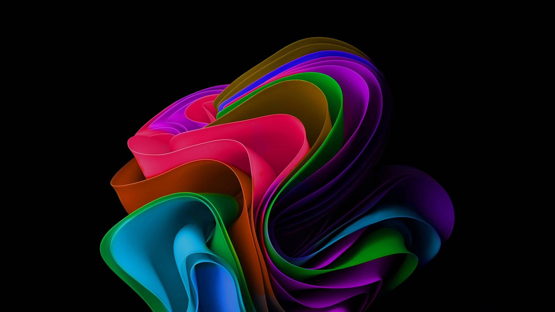 Windows 11, colorful bloom, vibrant swirling ribbons, Full HD Desktop Wallpaper