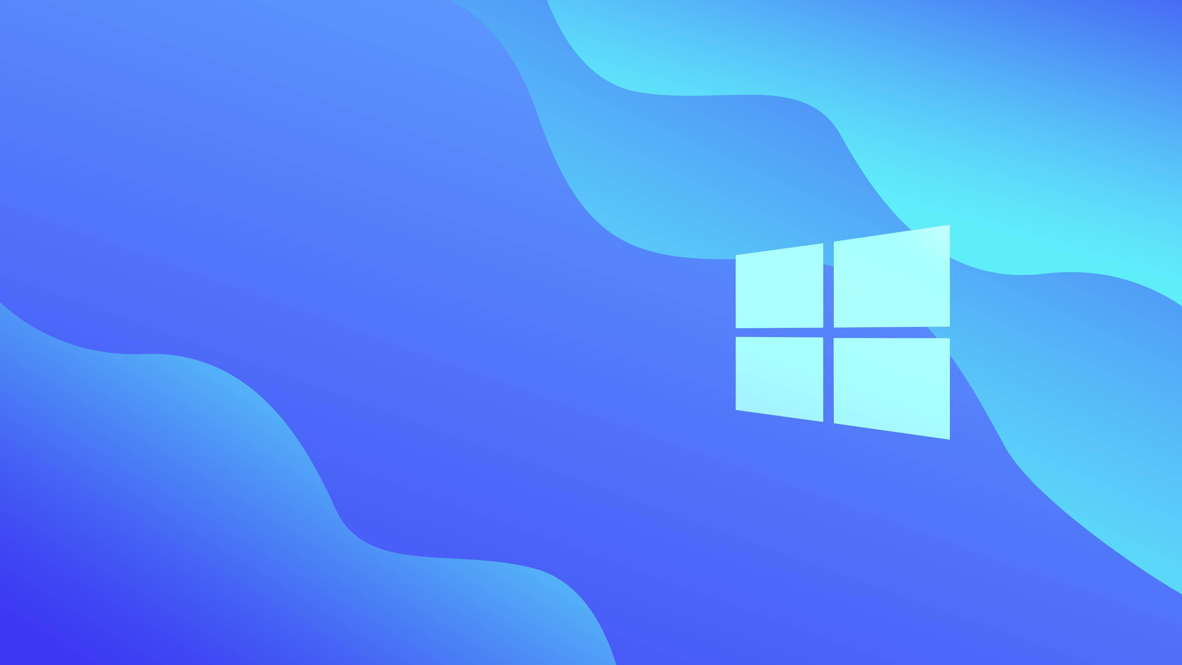 Windows 11, blue waves, glowing Windows logo, 4K Desktop Wallpaper