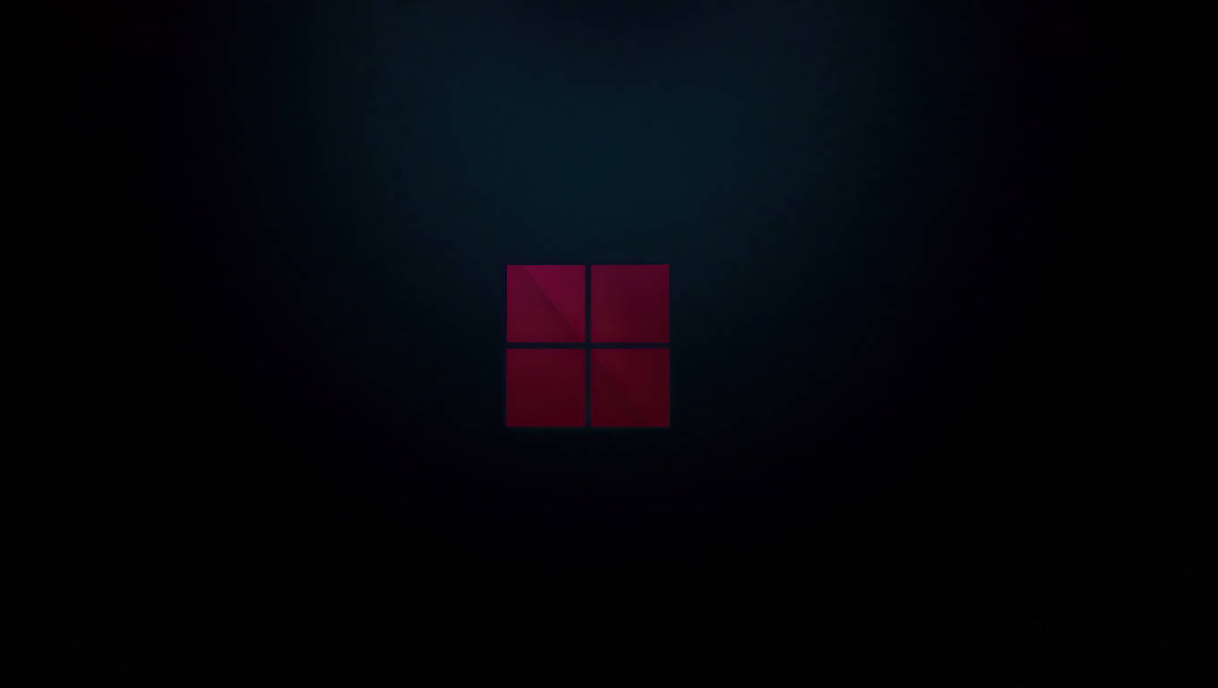 Windows 11, glowing red, four-pane window logo, HD Desktop Wallpaper