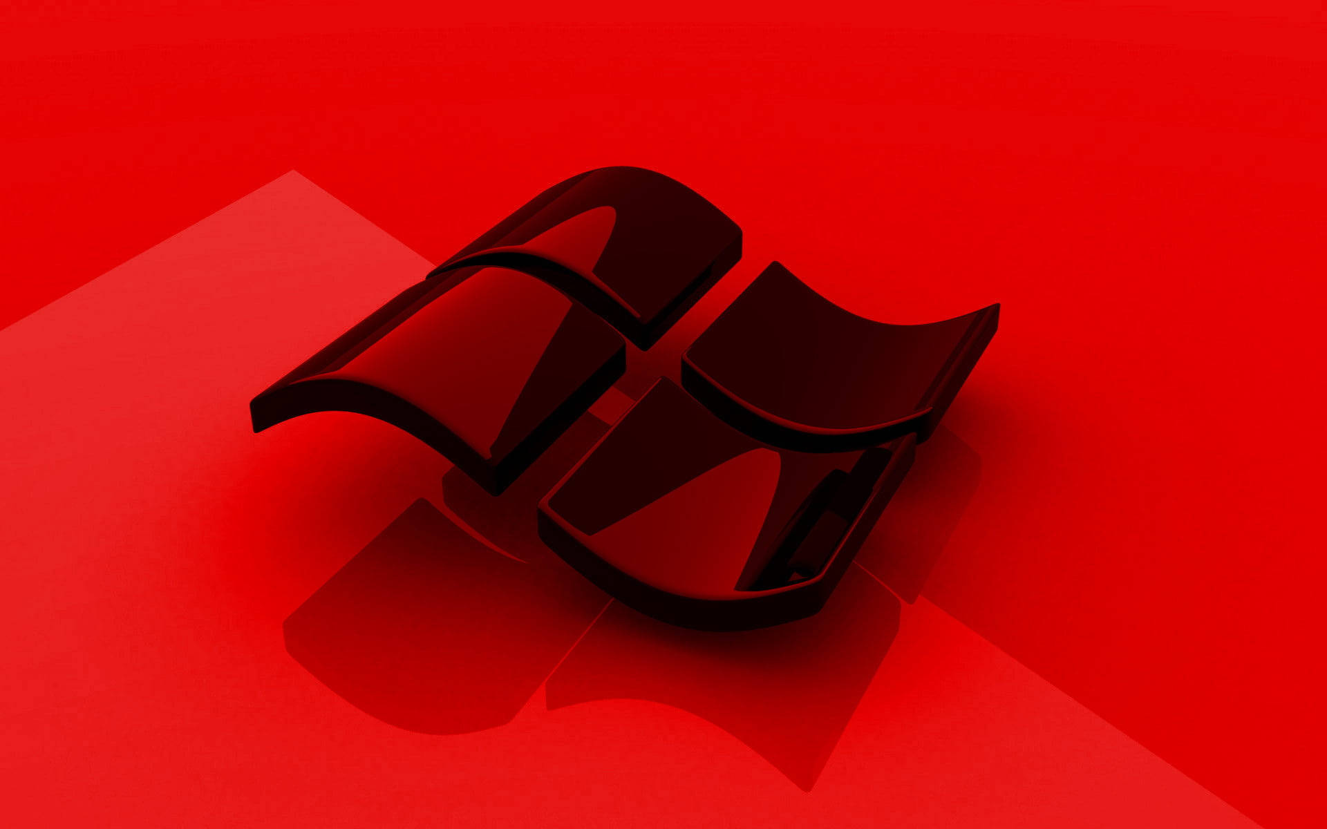 Windows 11, glossy black, vibrant red surface, Full HD Desktop Wallpaper