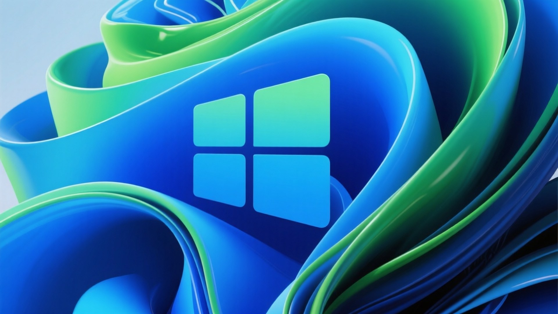 Windows logo, glossy blue, green abstract swirl, Full HD Desktop Wallpaper