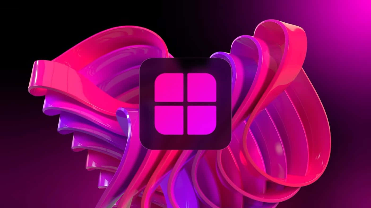 Windows logo, glowing pink, purple, HD Desktop Wallpaper
