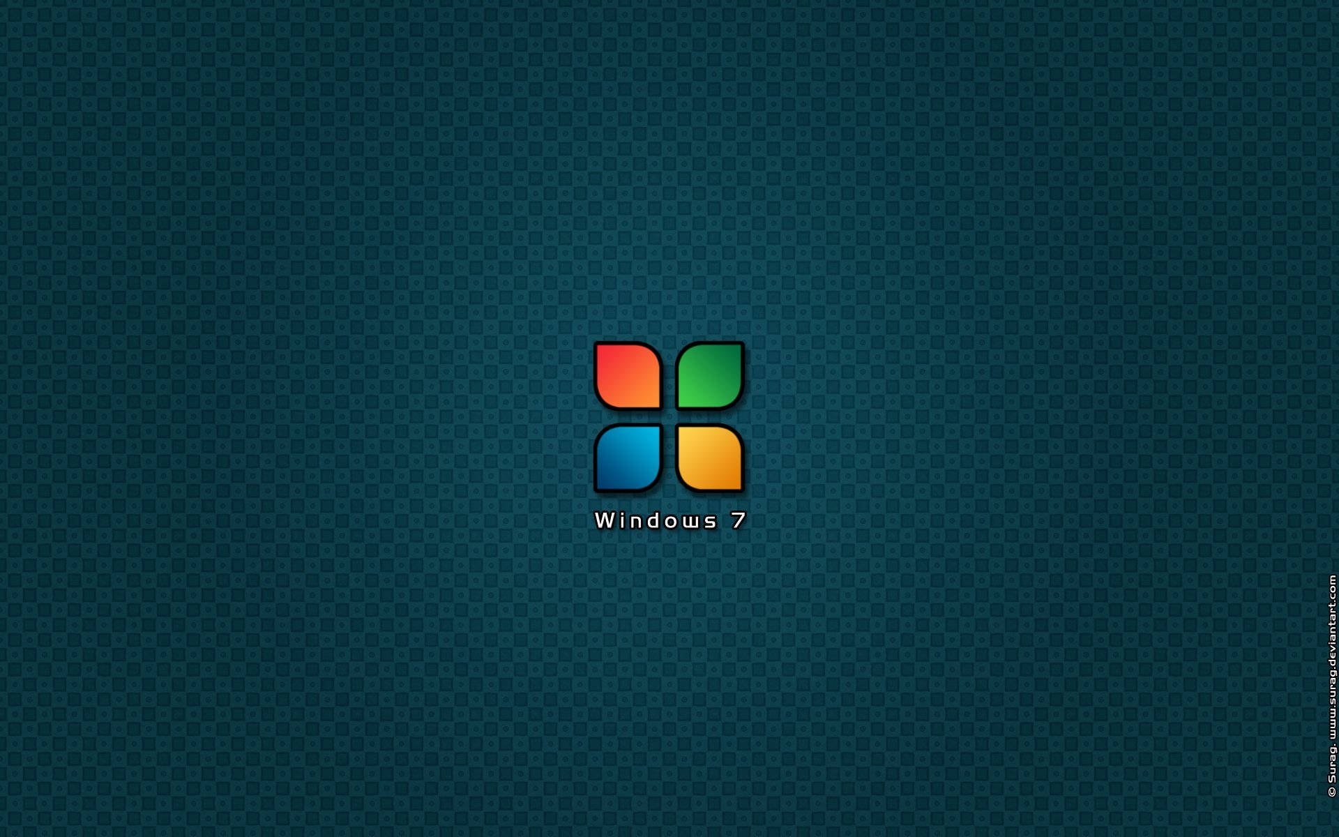 Windows 7, dark teal, grid pattern, Full HD Desktop Wallpaper