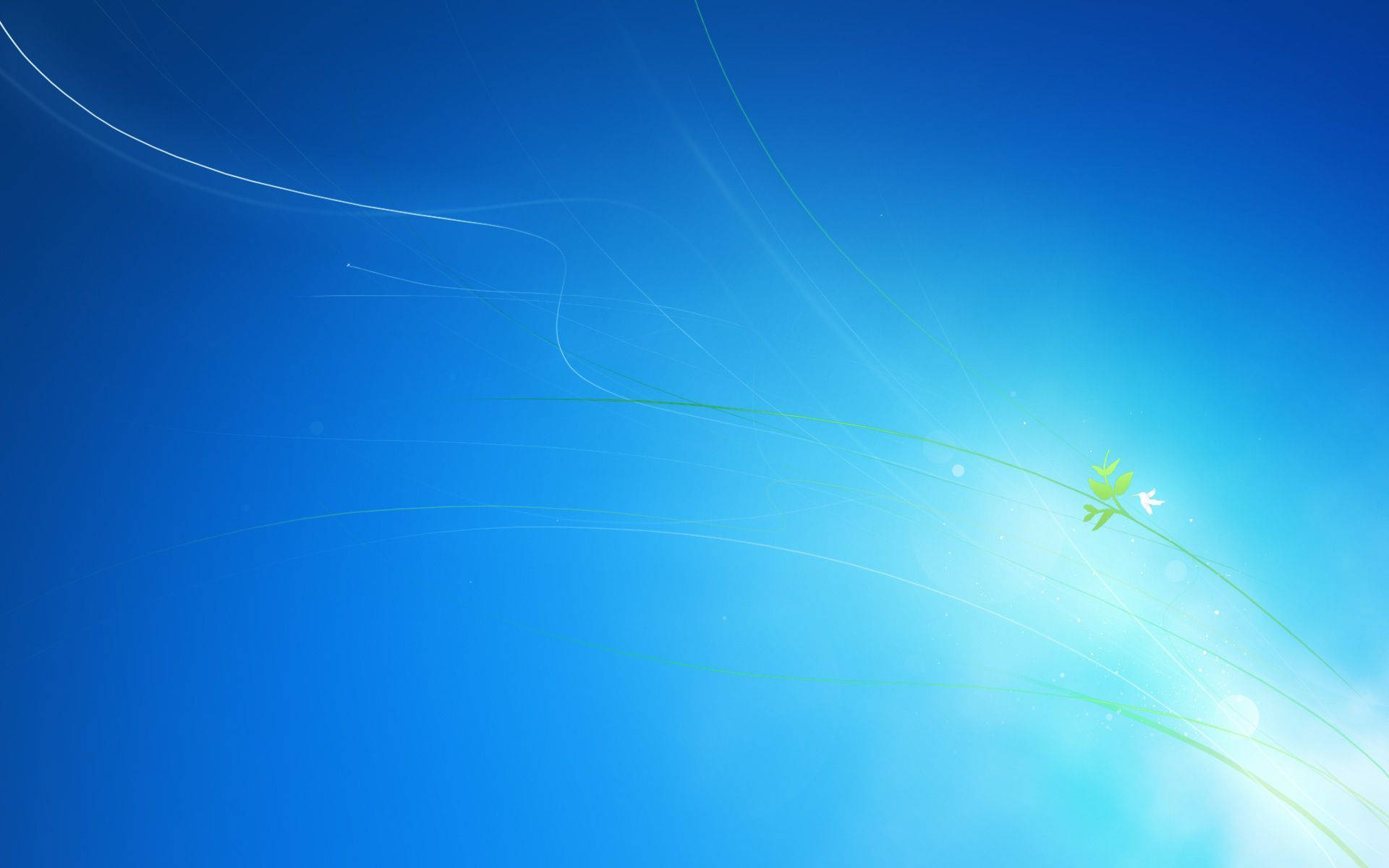 Windows 7, blue gradient, green lines, Full HD Desktop Wallpaper