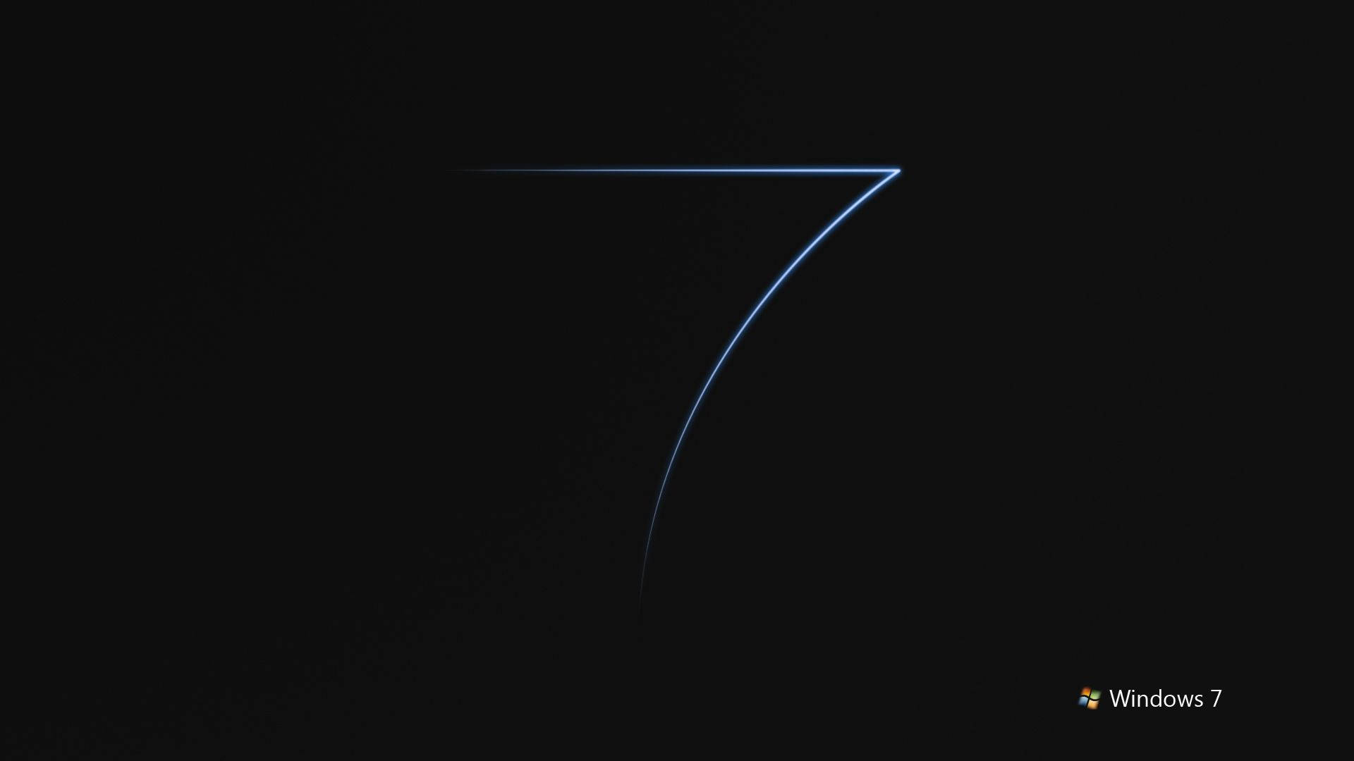 Windows 7, glowing blue number seven, black background, Full HD Desktop Wallpaper