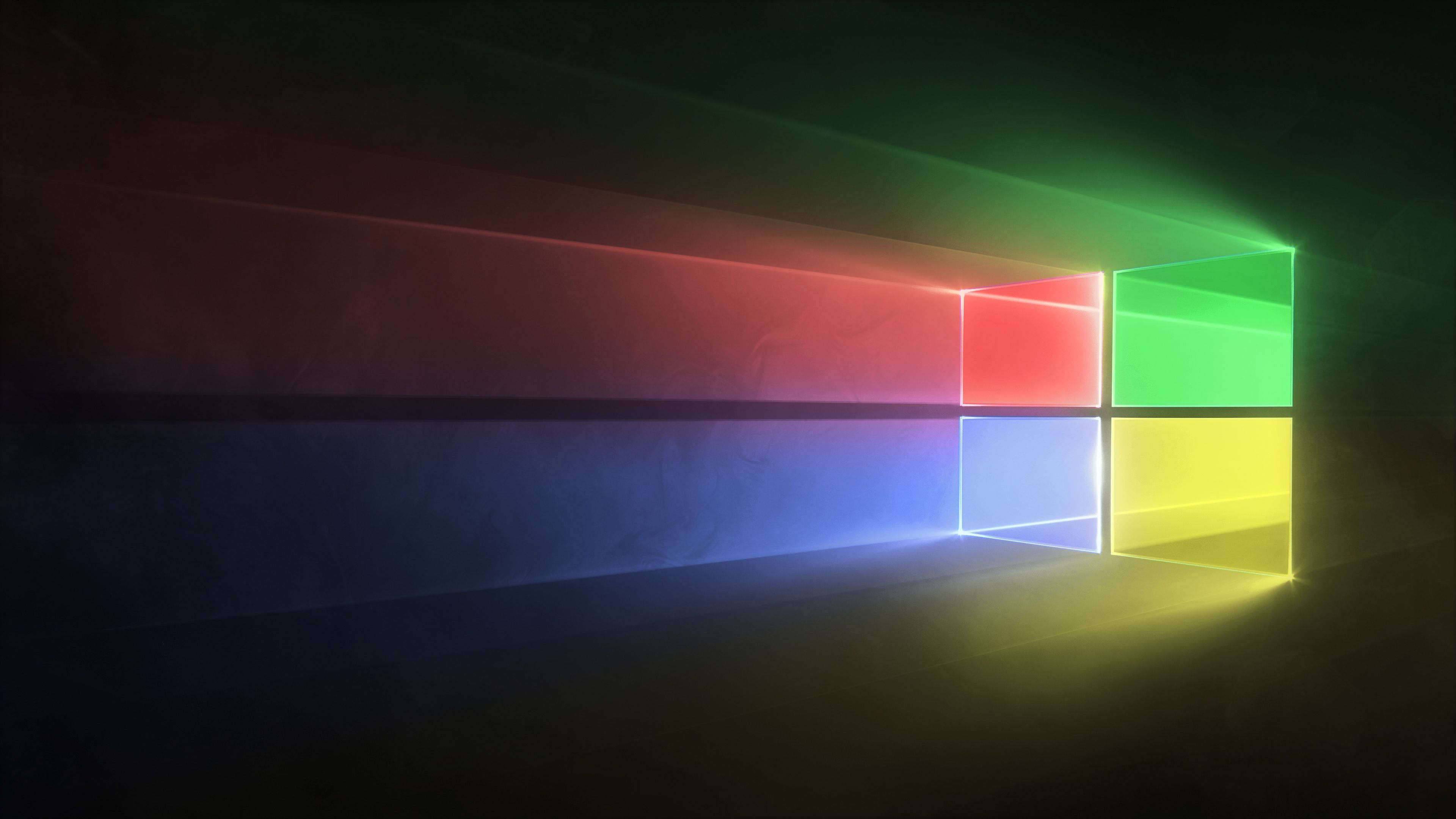 Windows logo, TV 4K, vibrant red green blue and yellow light beams, 4K Desktop Wallpaper