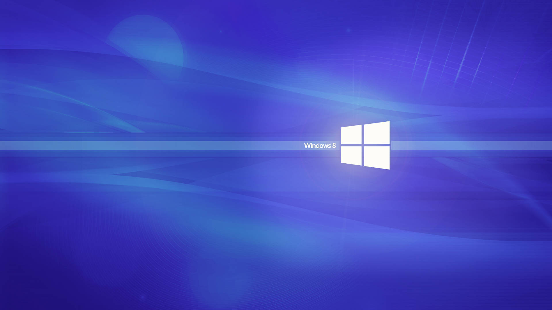 Windows 8, glowing white, dynamic blue abstract background, Full HD Desktop Wallpaper