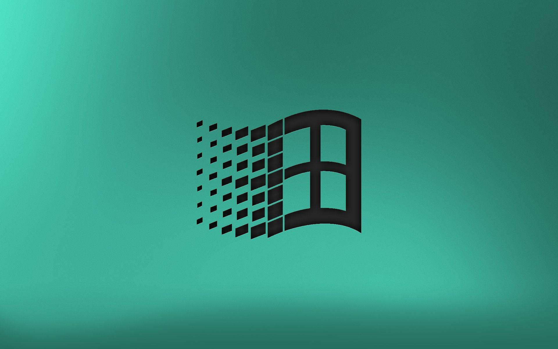 Windows 95, black, Windows logo, Full HD Desktop Wallpaper