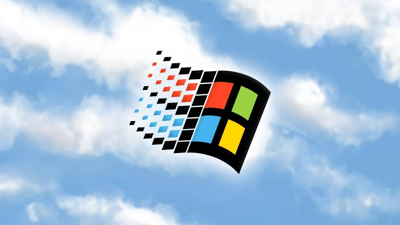 Windows 95, waving logo, colorful pixelated trail, HD Desktop Wallpaper