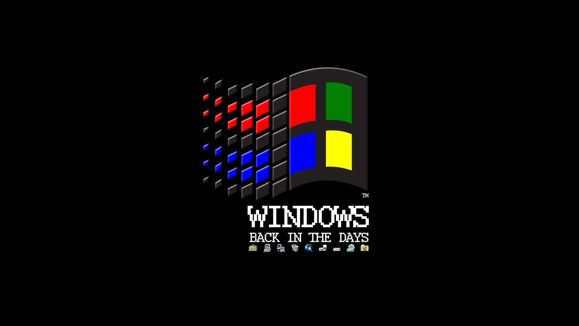 Windows 98, Windows logo, pixelated retro text, Full HD Desktop Wallpaper