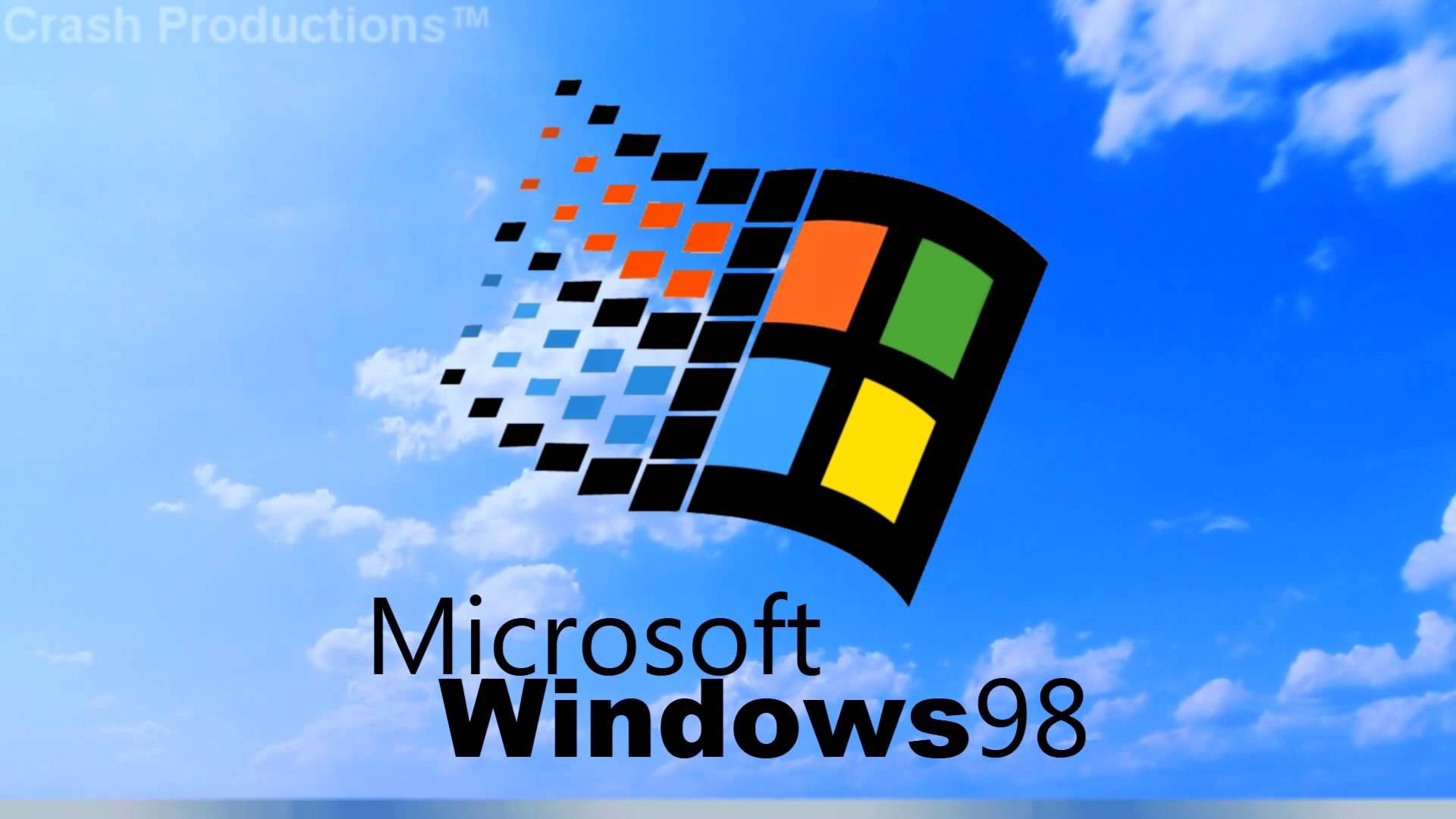 Windows 98, colorful four-pane design, pixelated trail, Full HD Desktop Wallpaper