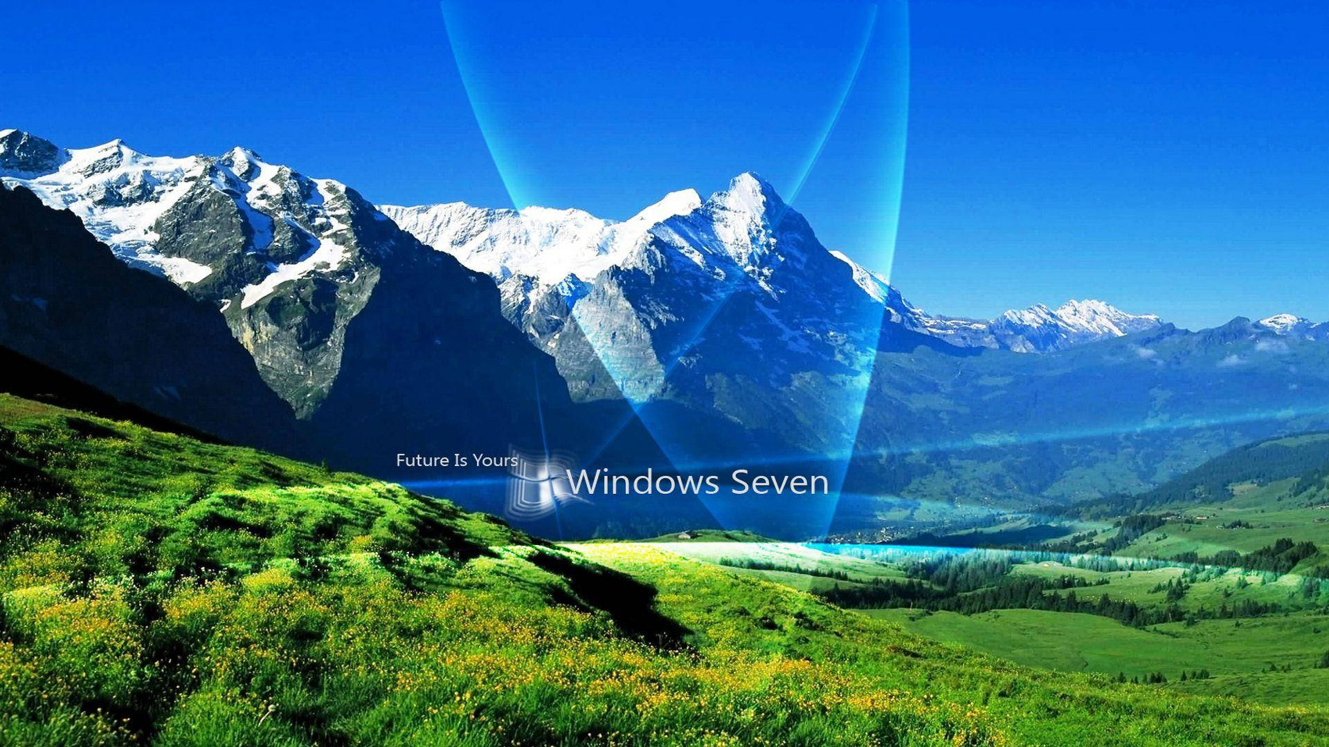 Windows 98, vibrant green valley, clear blue sky, Full HD Desktop Wallpaper