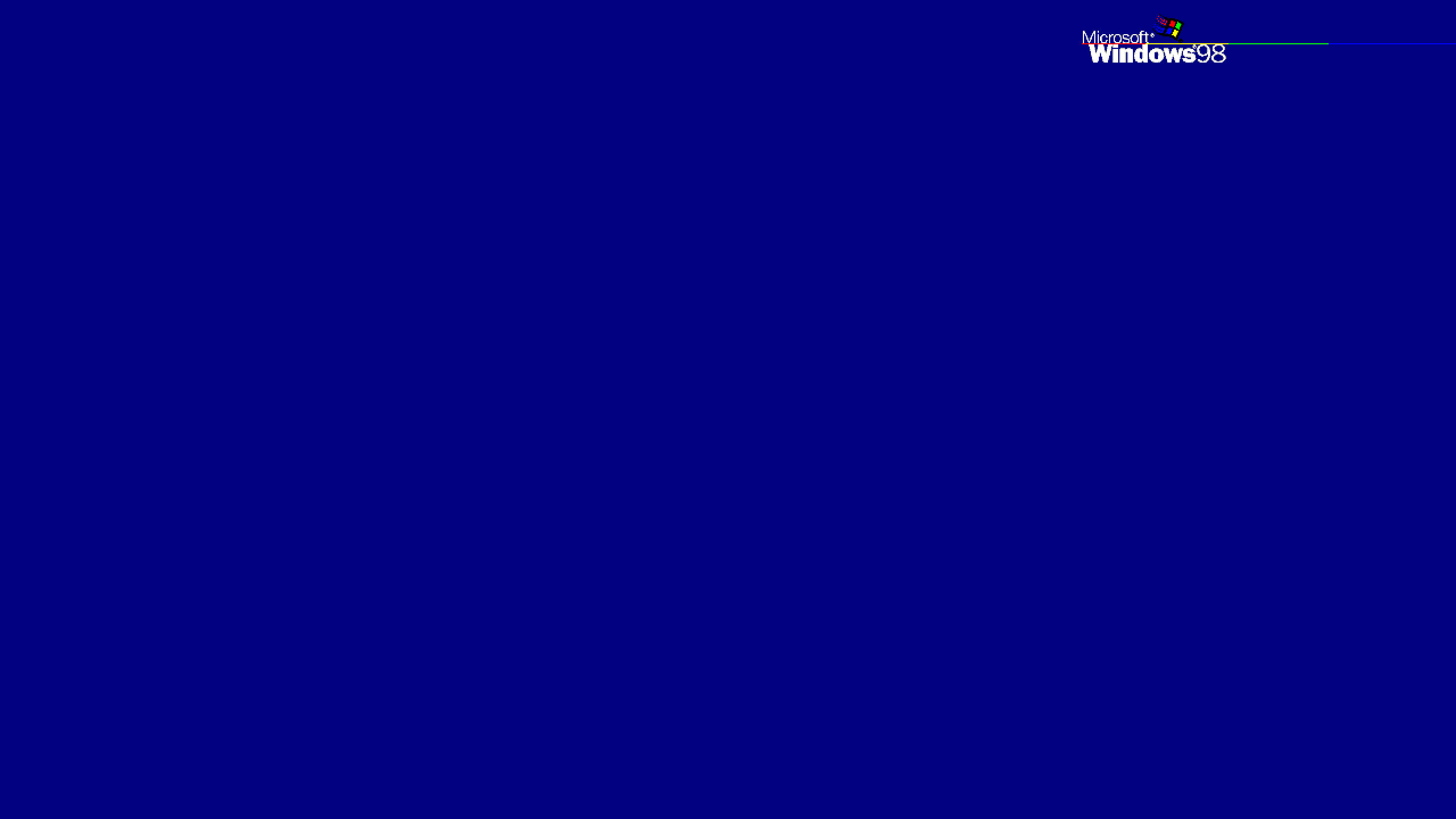 Windows 98, deep blue, startup screen, 2K Desktop Wallpaper