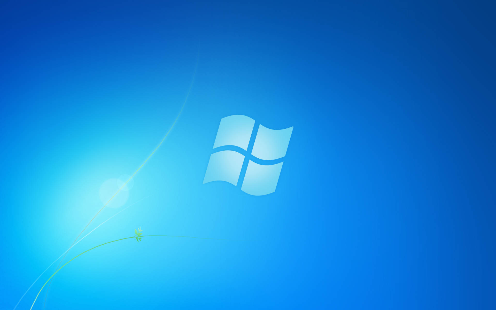 Windows logo, gradient blue sky, glowing light streaks, Full HD Desktop Wallpaper