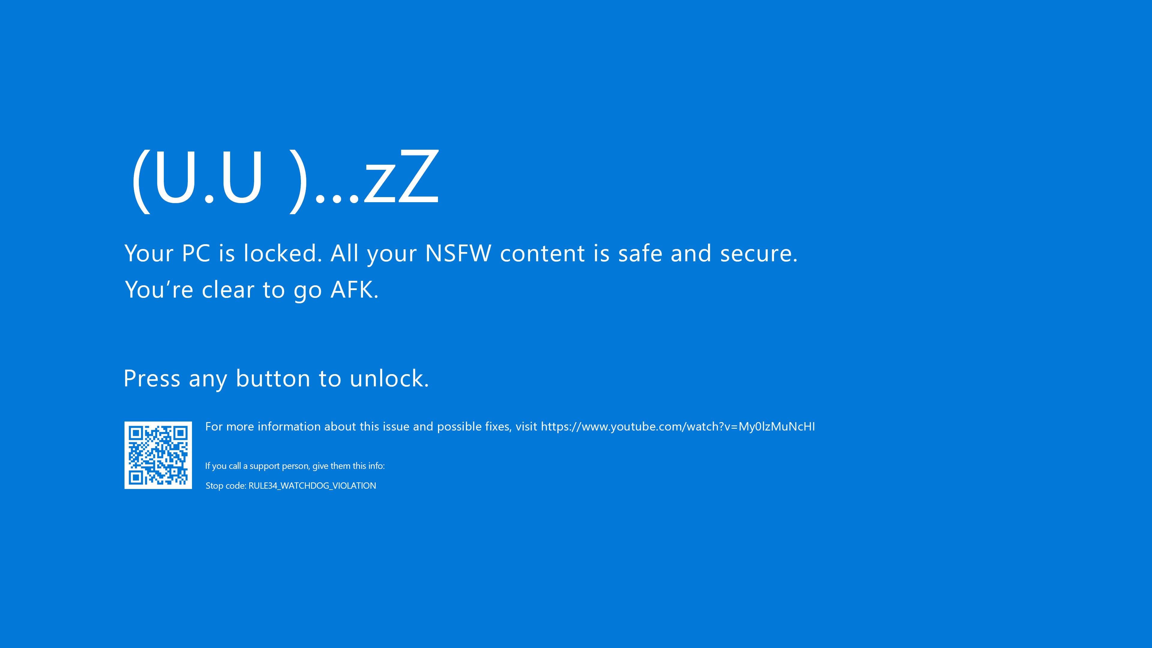 Sleepy Blue Computer Lock Screen, blue screen, white text, 4K Desktop Wallpaper