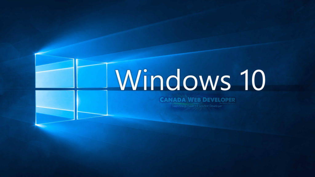 Windows 10 logo, glowing blue, dark background, SD Desktop Wallpaper