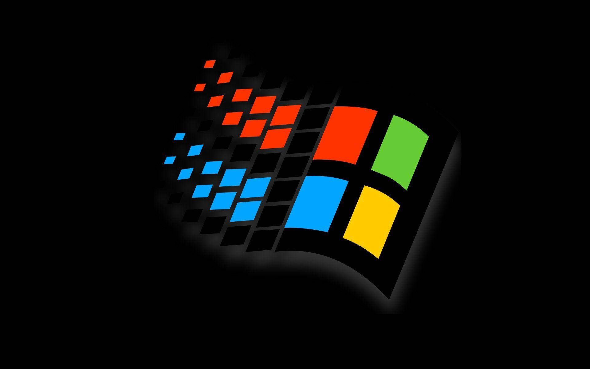 Windows 98, Windows logo, red green blue and yellow squares, Full HD Desktop Wallpaper