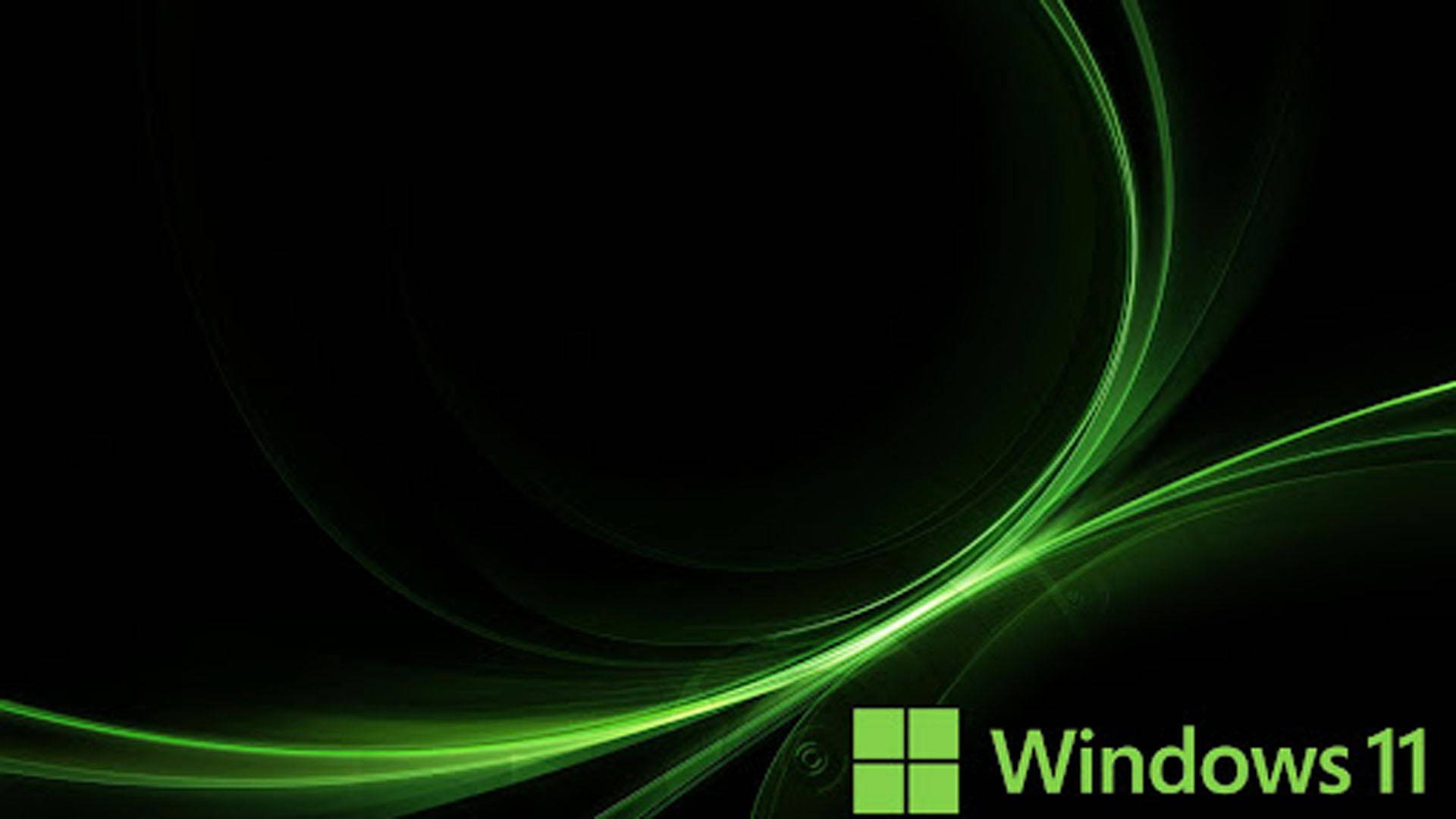 Windows 11, black, green, Full HD Desktop Wallpaper