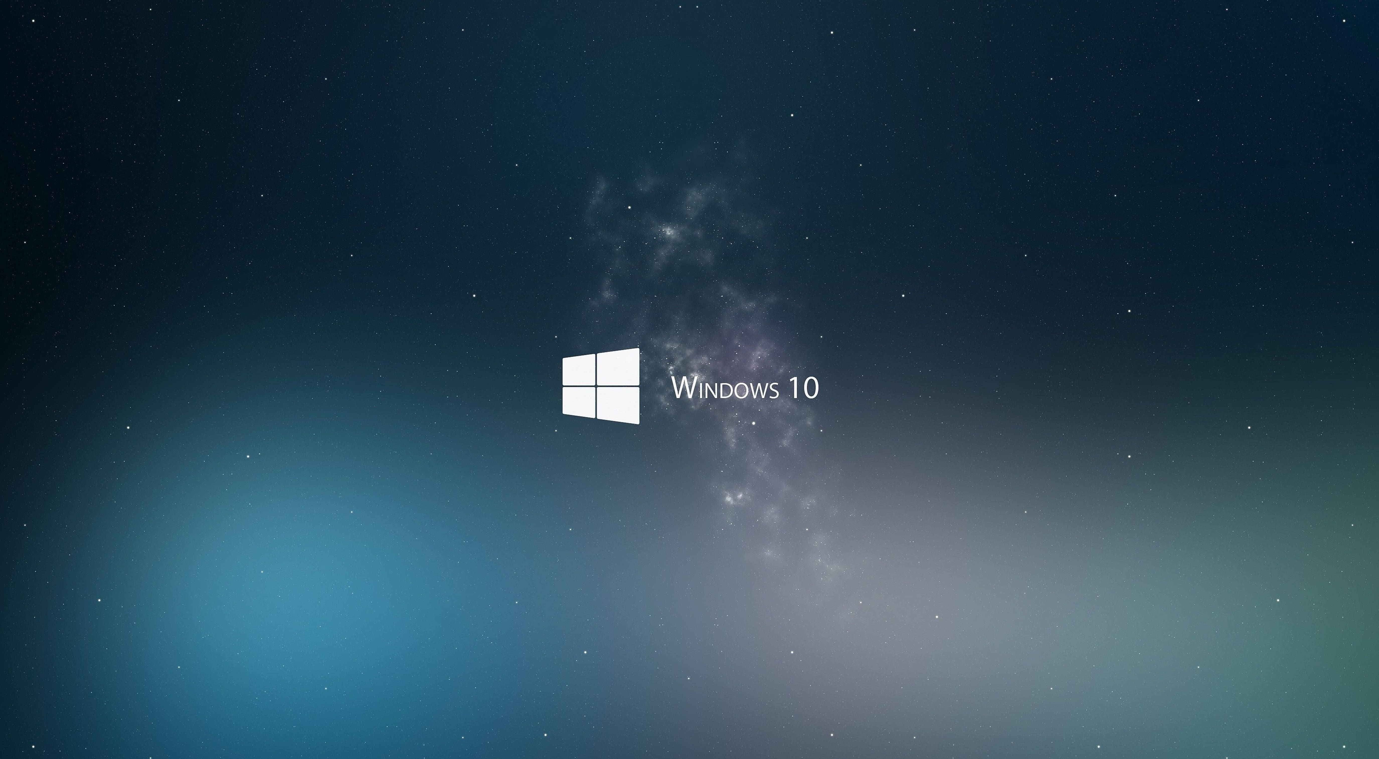Windows 10, starry cosmic background, gradient blues, 5K Desktop Wallpaper