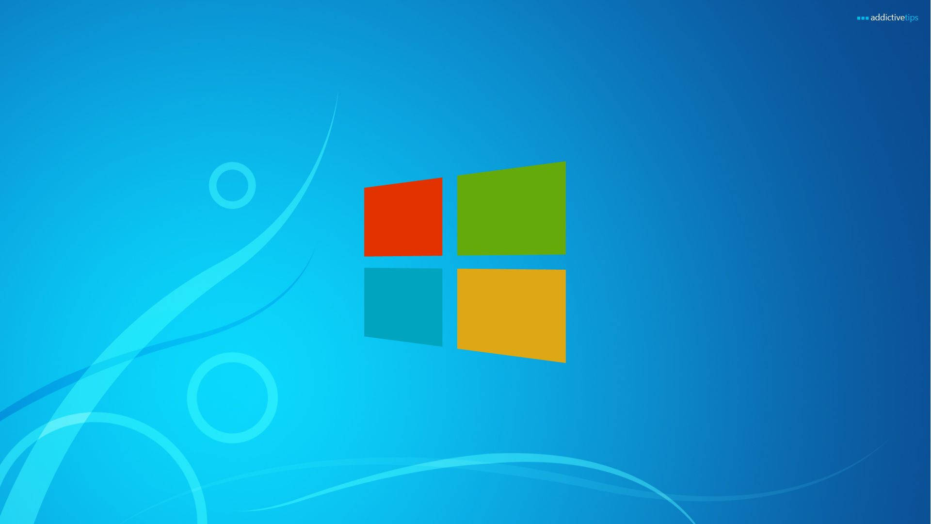 Windows logo, red green blue and yellow squares, swirling light blue abstract patterns, Full HD Desktop Wallpaper
