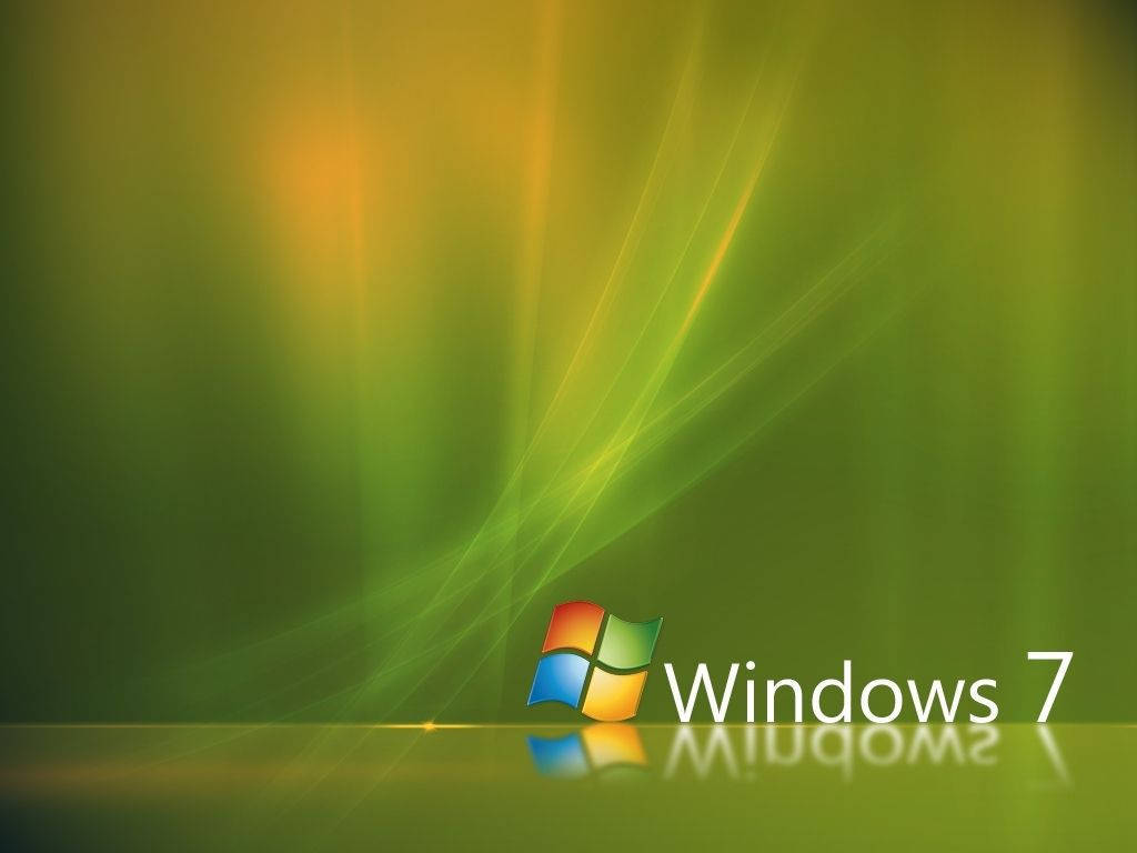 Windows 7, vibrant green gradient, flowing light streaks, SD Desktop Wallpaper