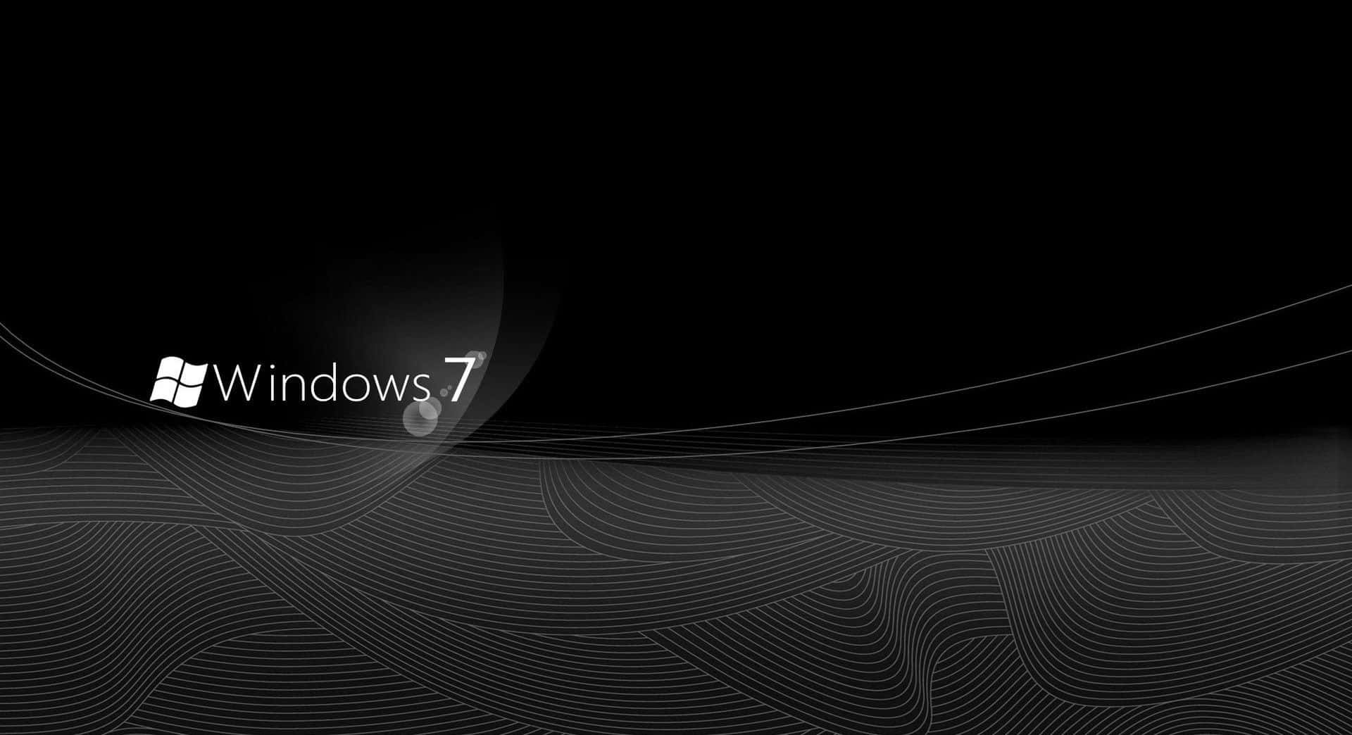 Windows 7 logo, black background, flowing white line patterns, Full HD Desktop Wallpaper
