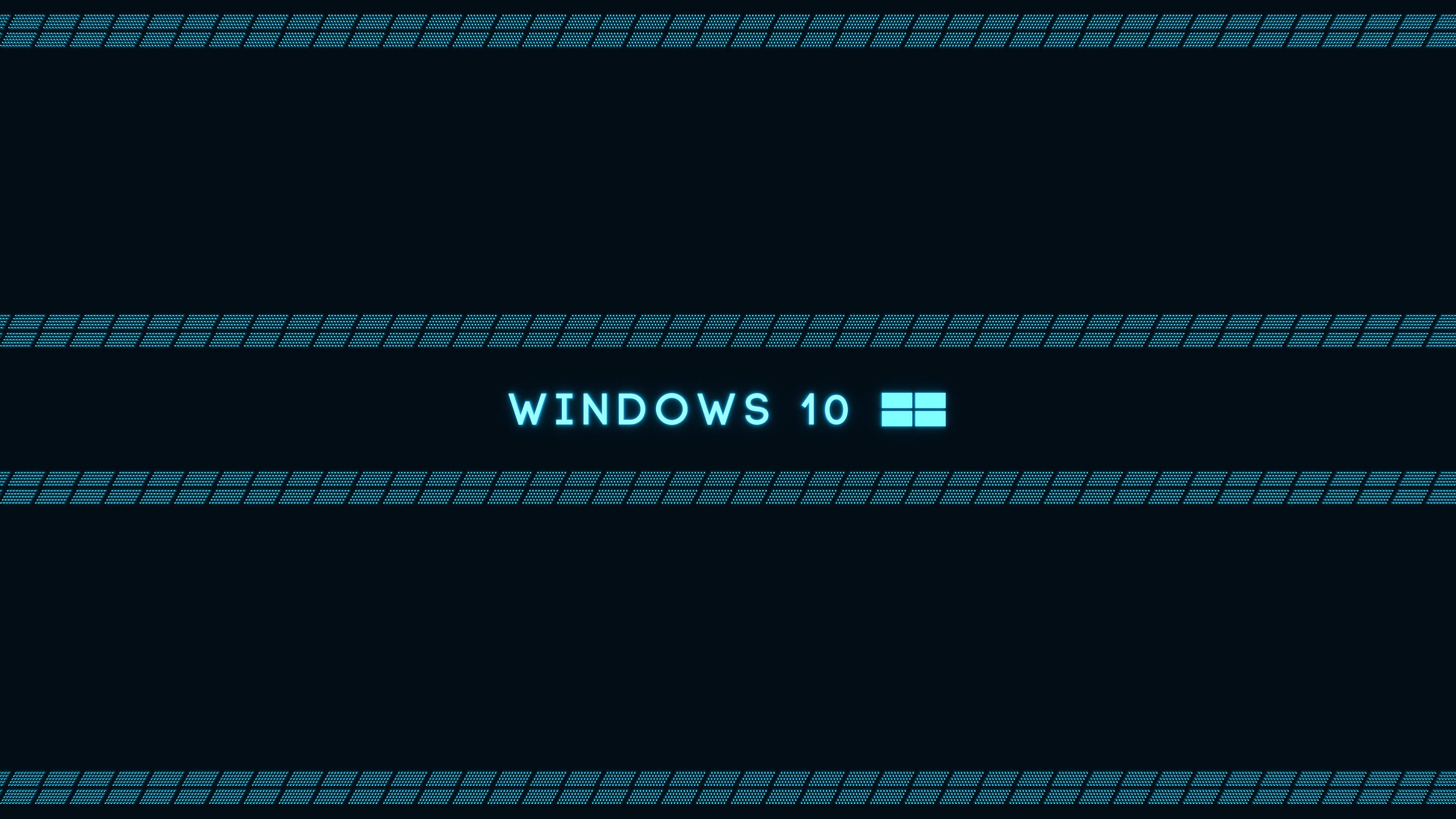 Windows 10, cyan, dark background, 4K Desktop Wallpaper