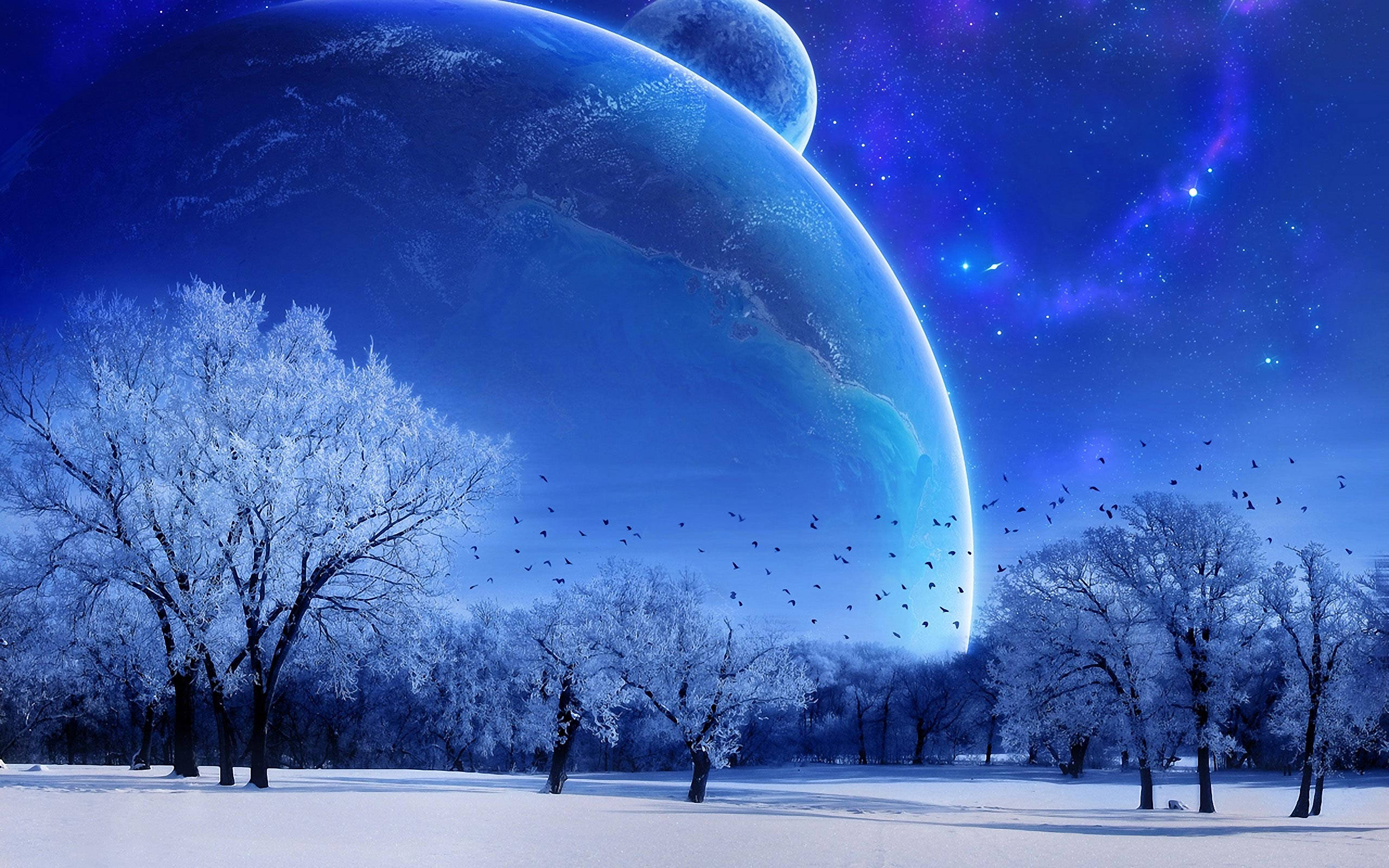 Windows 11, 4K, Winter Galaxy, 2K Desktop Wallpaper
