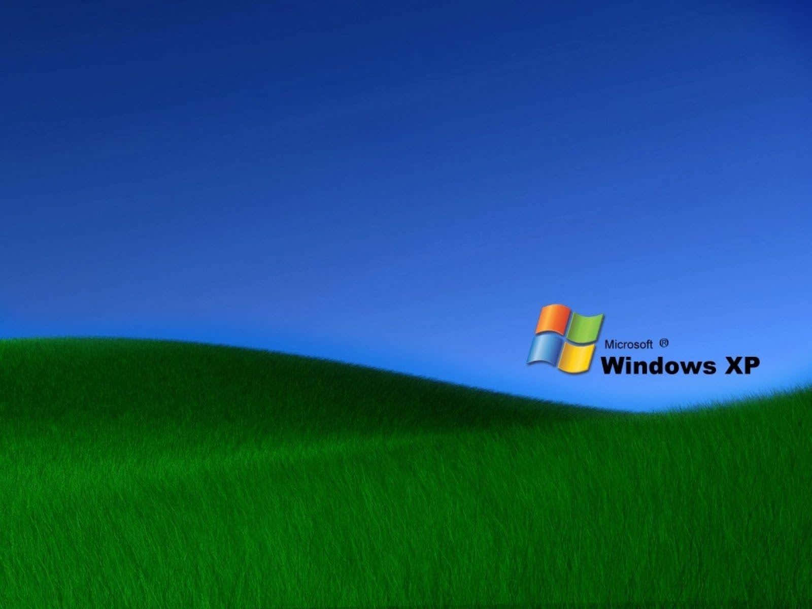 Windows XP Logo, rolling green hills, clear blue sky, HD Desktop Wallpaper