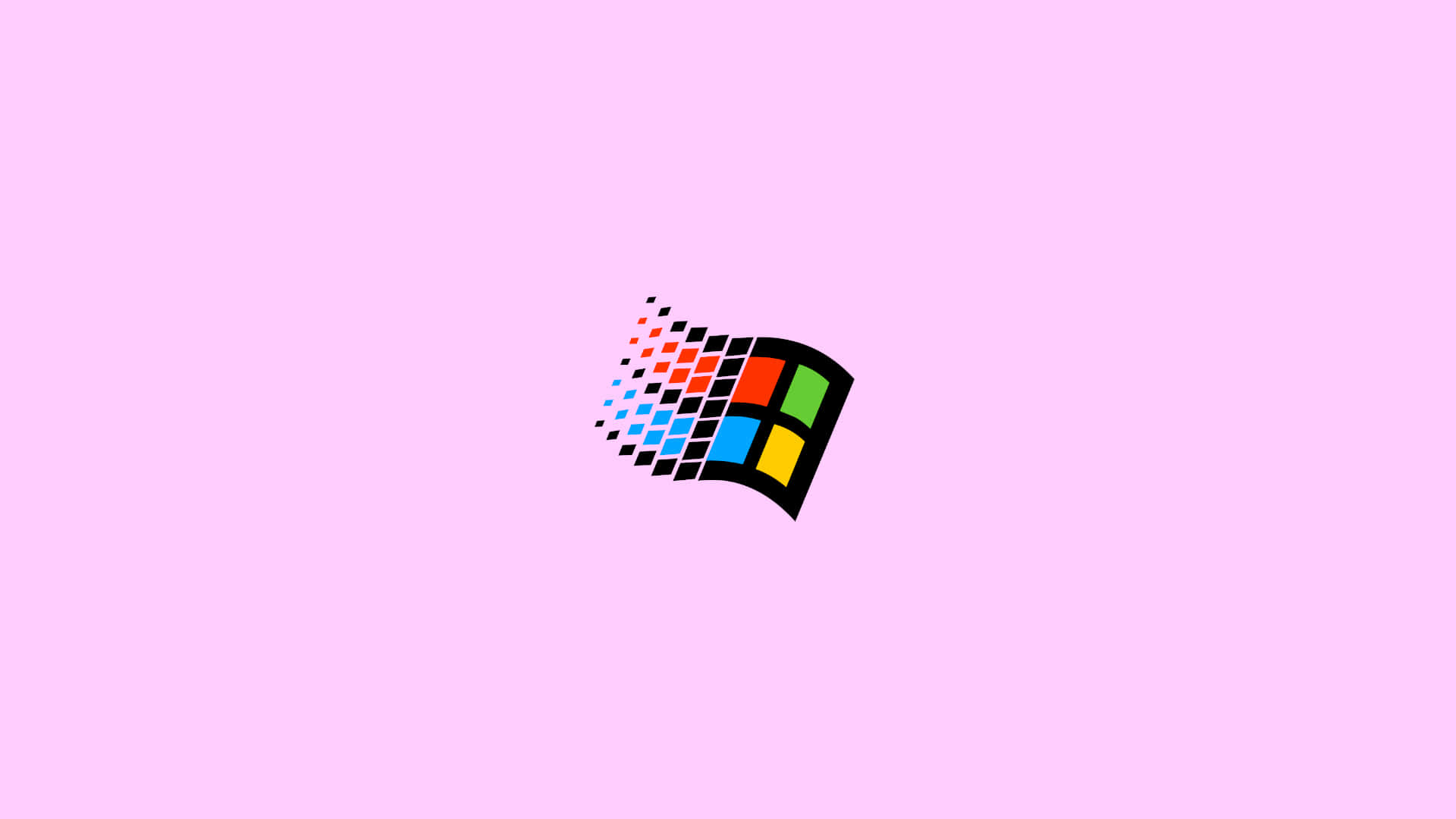 Windows XP Logo, pixelated motion blur, soft pink background, Full HD Desktop Wallpaper