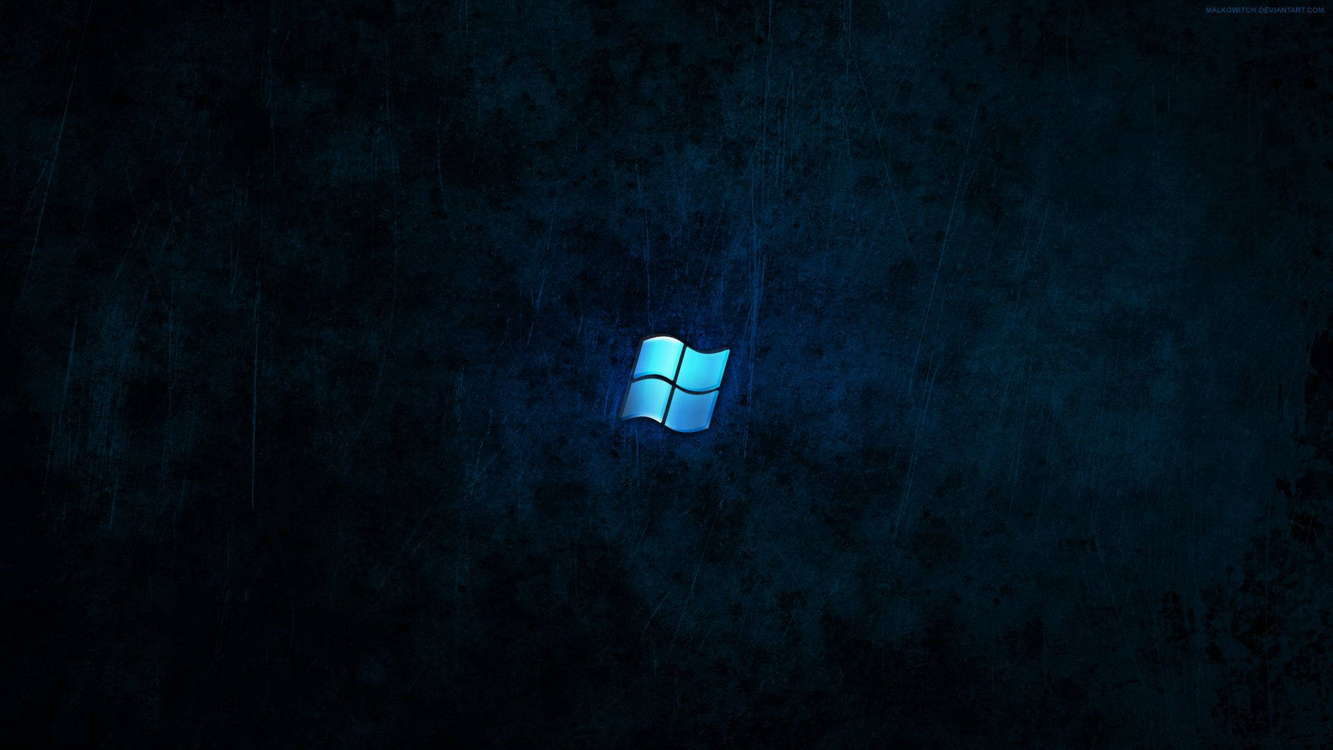 Windows logo, glowing blue, dark textured background, Full HD Desktop Wallpaper