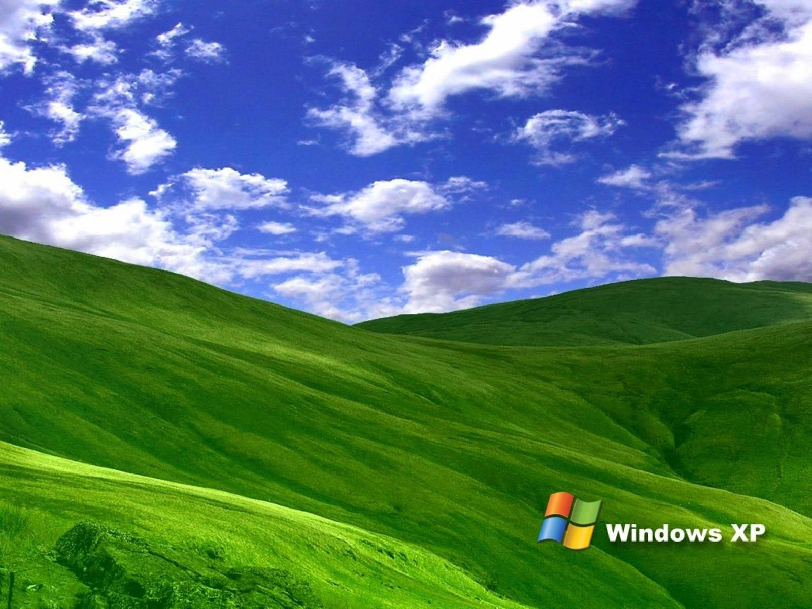 Windows XP, green hills, bright blue sky, HD Desktop Wallpaper